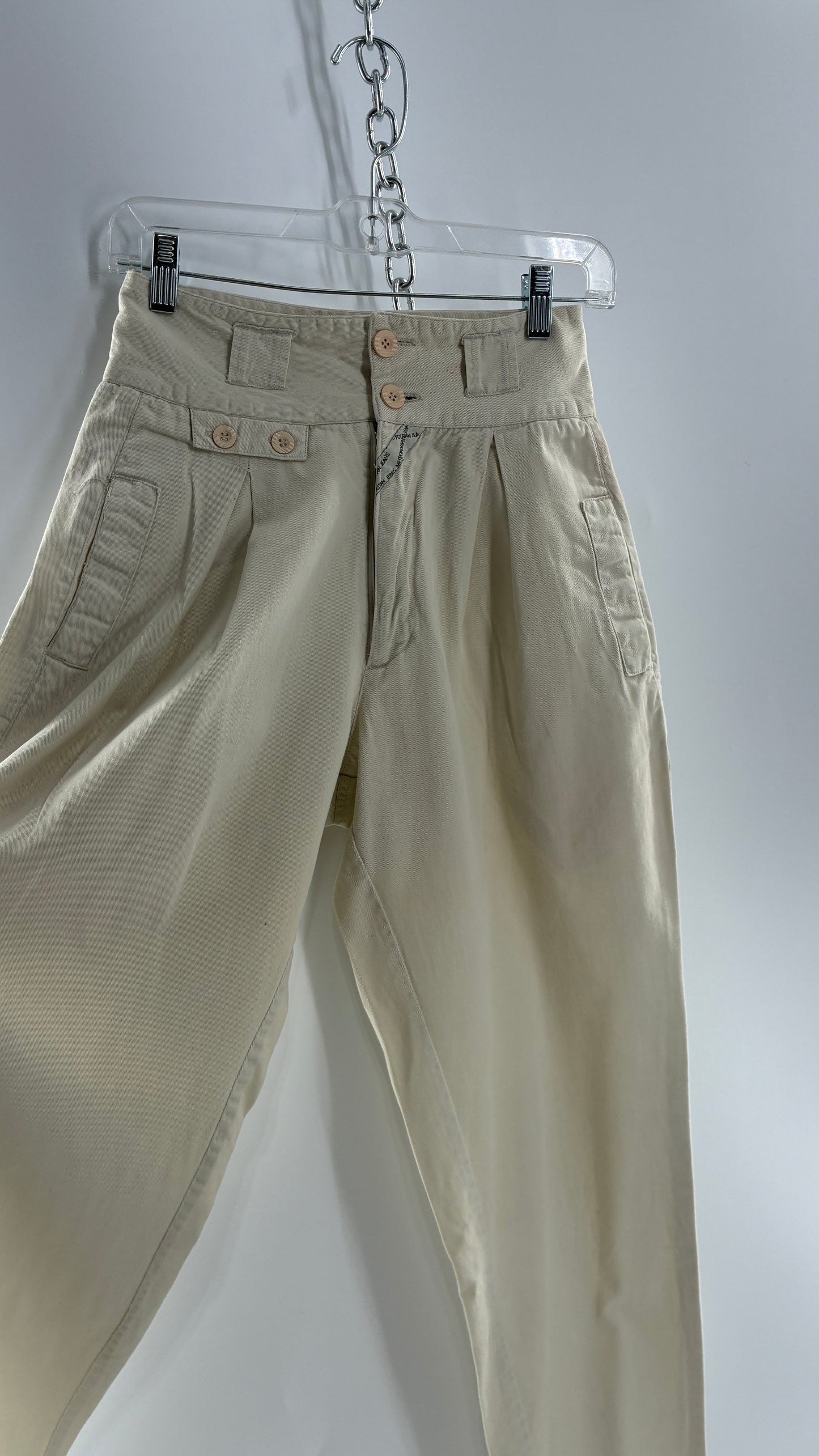 Vintage 1980s JORDACHE Off White High Waisted Pleated Waist Trouser Pant (9/10)