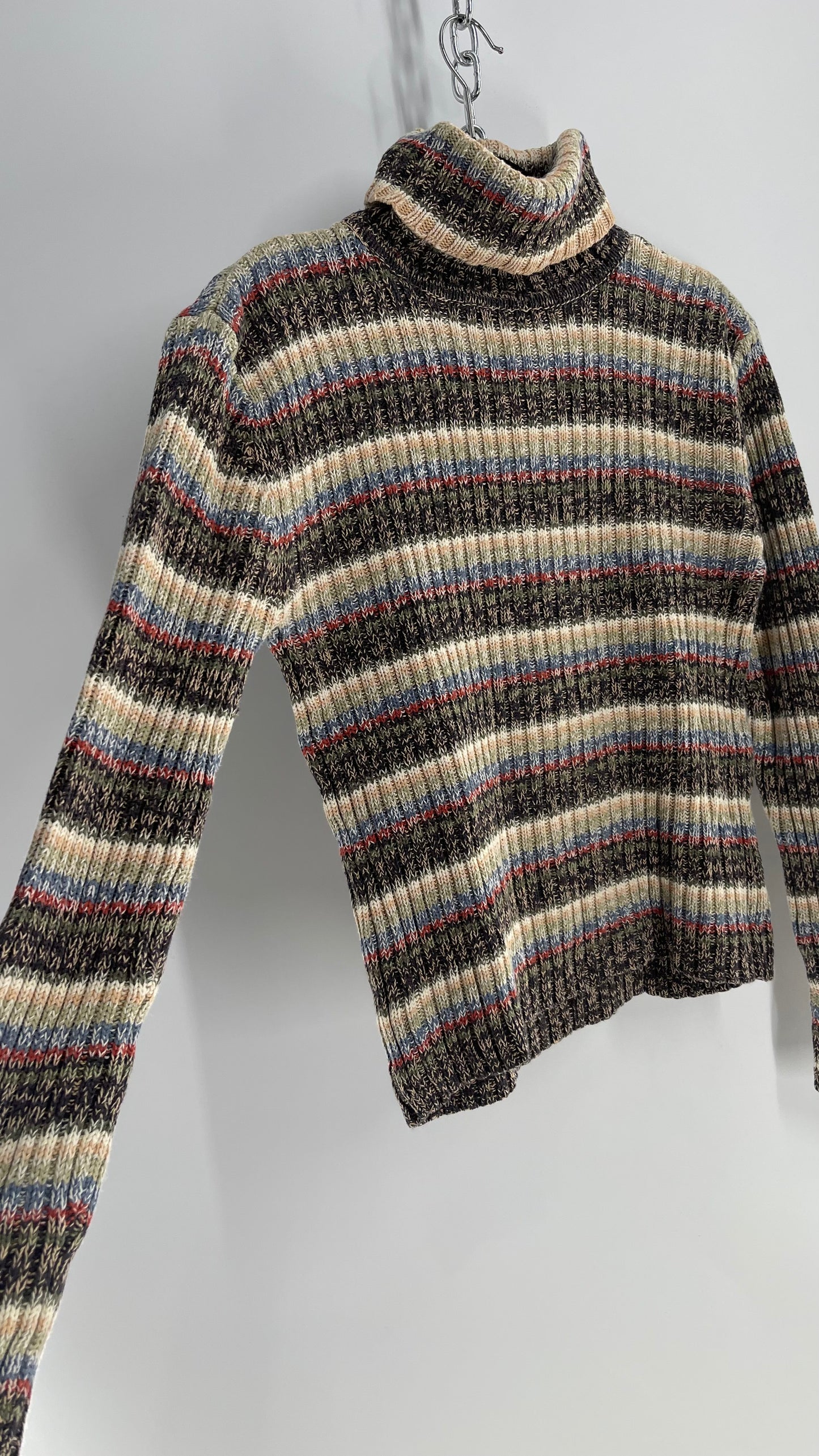 Great American Sweater Co Striped Thick Knit Turtleneck (Medium)
