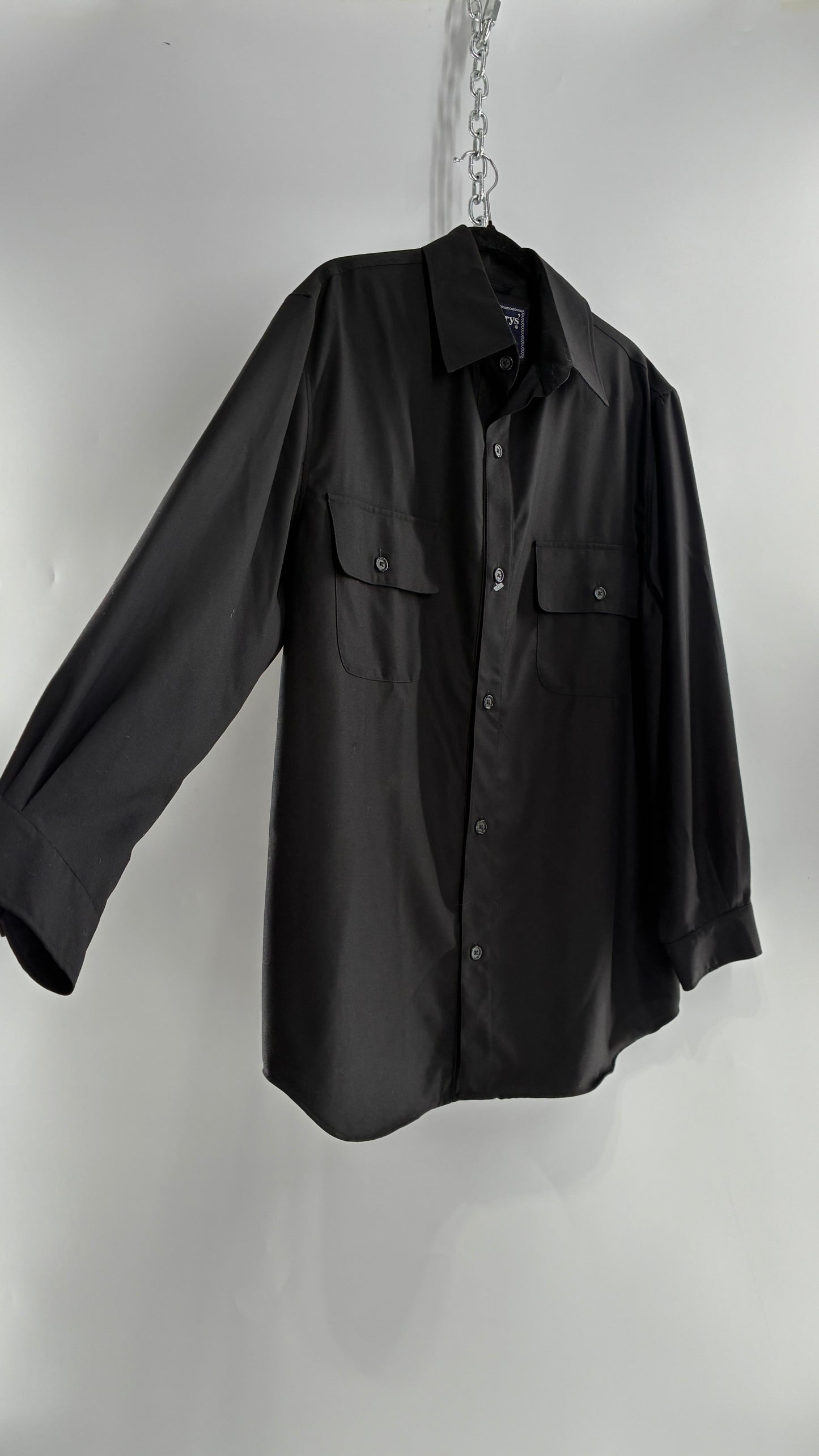 Vintage BURBERRY Black 100% Worsted Cashmere Button Up with Tags Attached (Small)