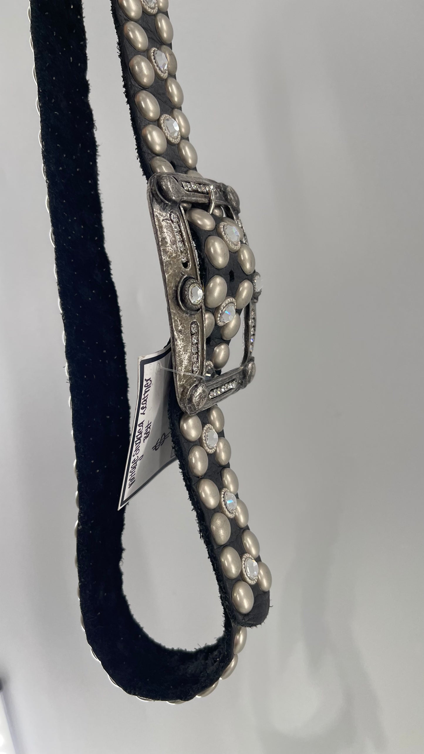Vintage NEW Swarovski Crystal Iconic Cowboy Belt with Studded Leather Detailing (Small)