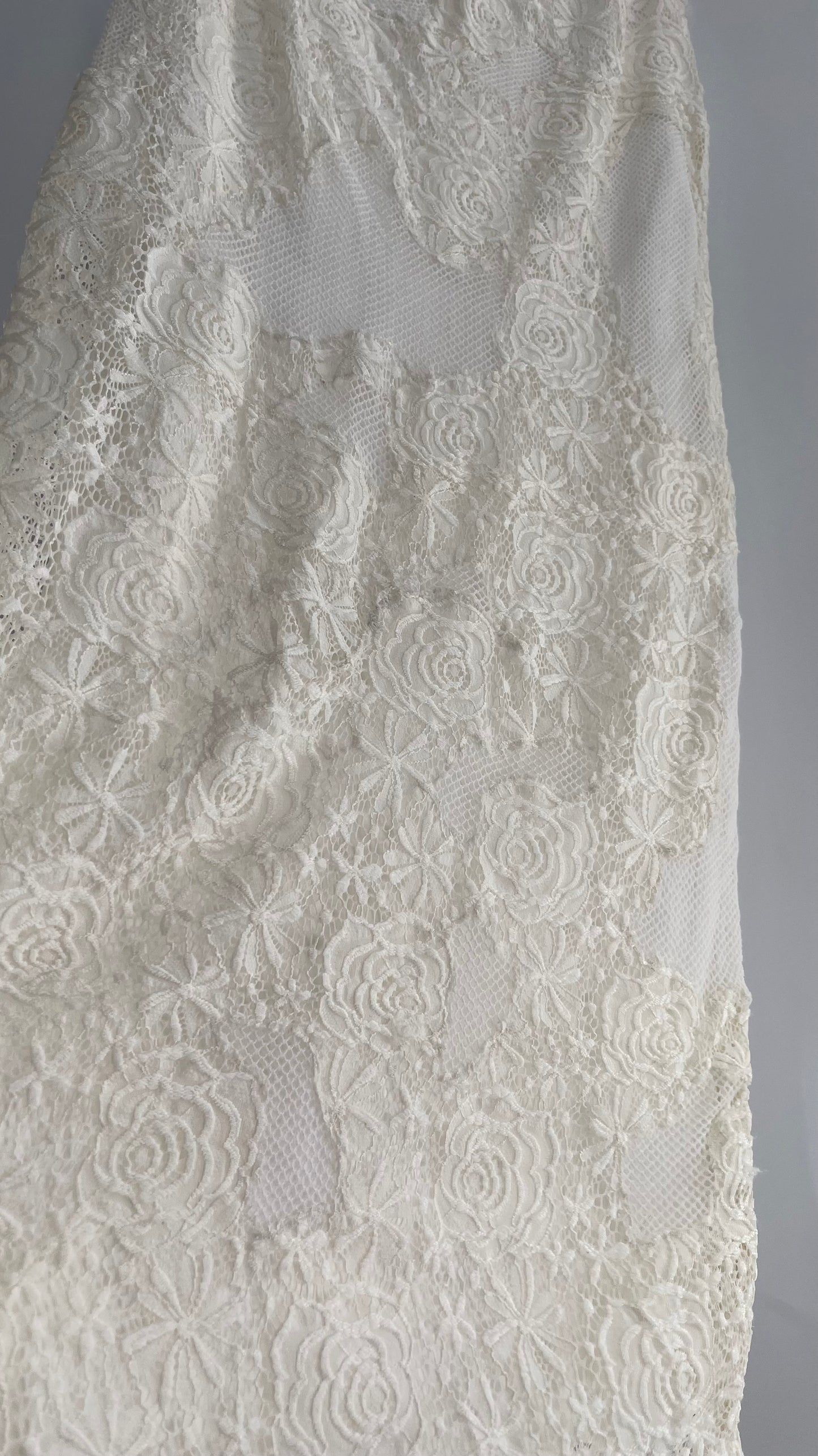Free People White Mesh and Lace Long Skirt (Small)
