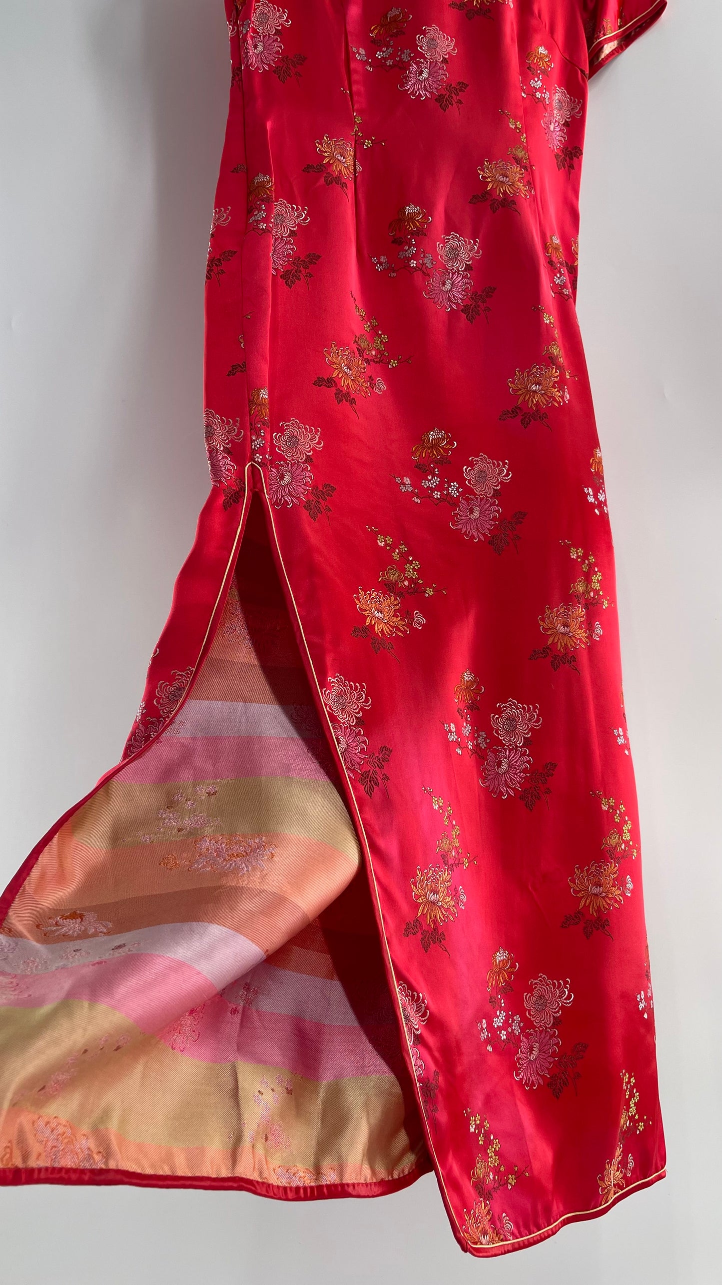 Vintage Golden Bee Silk Chinese QiPao (C) (36)