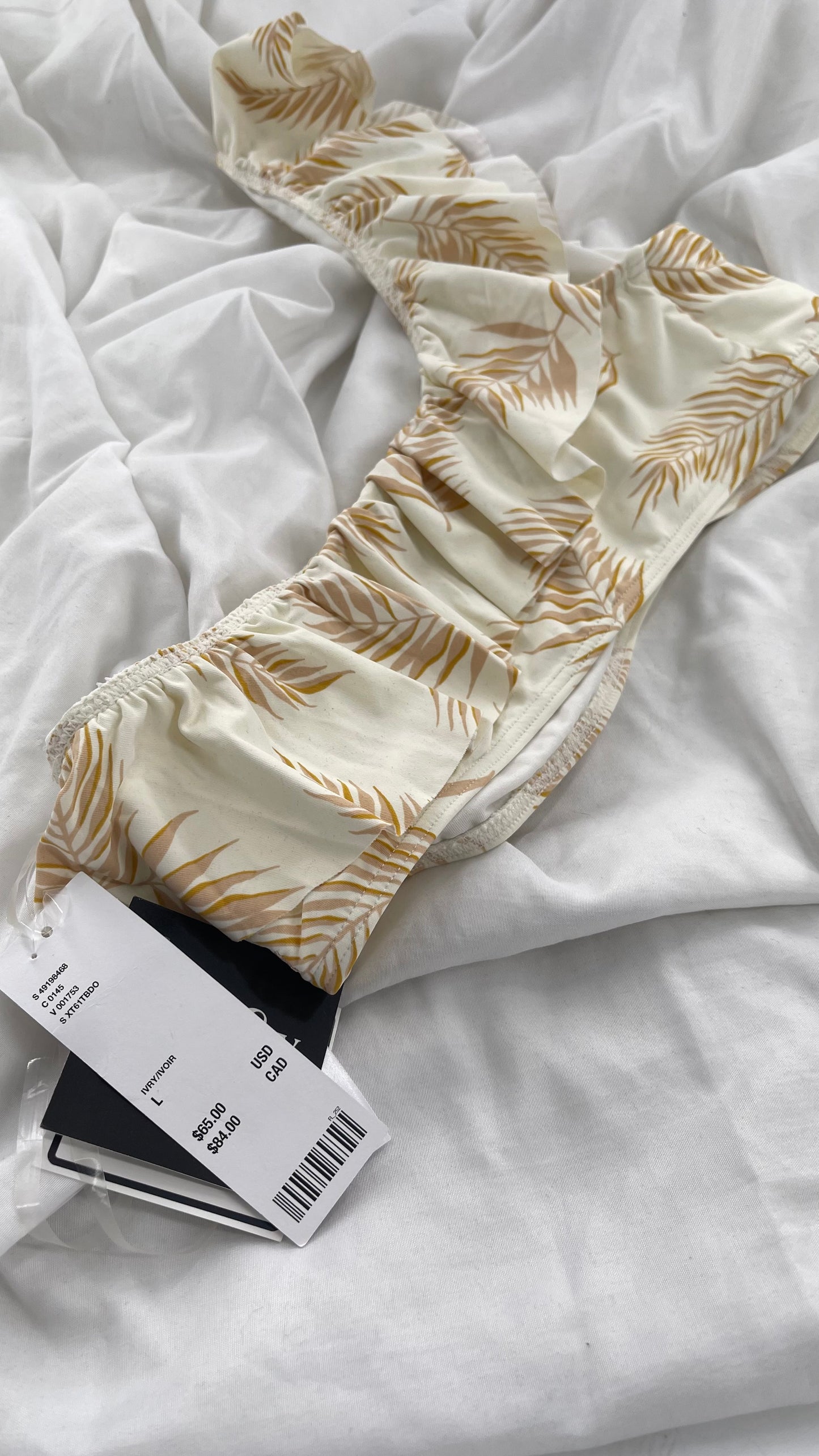Urban Outfitters Palm Leaves Ruffled One Shoulder with Tags Attached (Large)