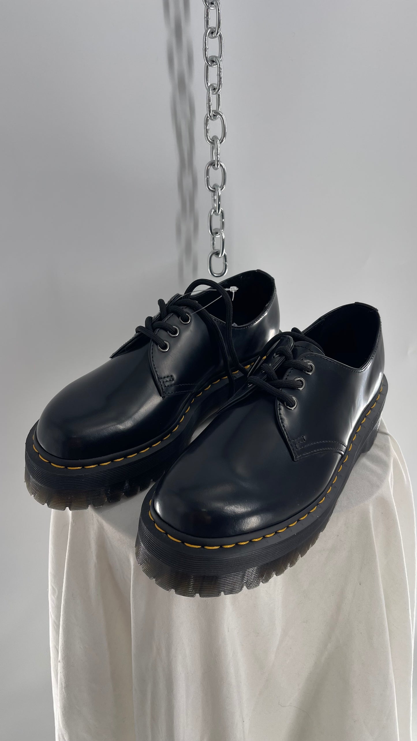 Dr.Martens Black Patent 1461 Quad li Leather Platform Oxfords (8.5L, 7.5M)