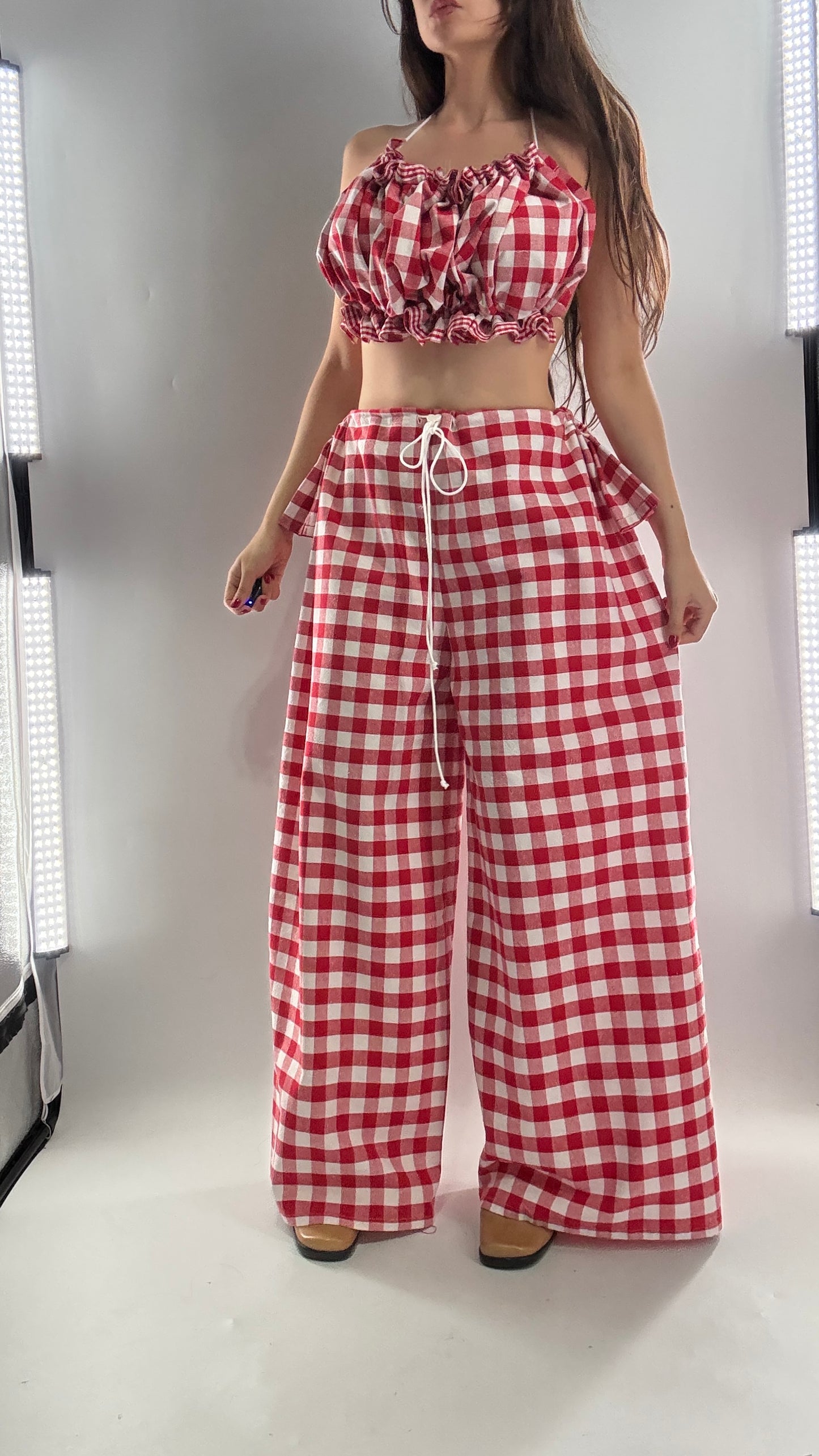 Vintage Handmade Picnic Red/White Gingham Two Piece Set (XS-L)