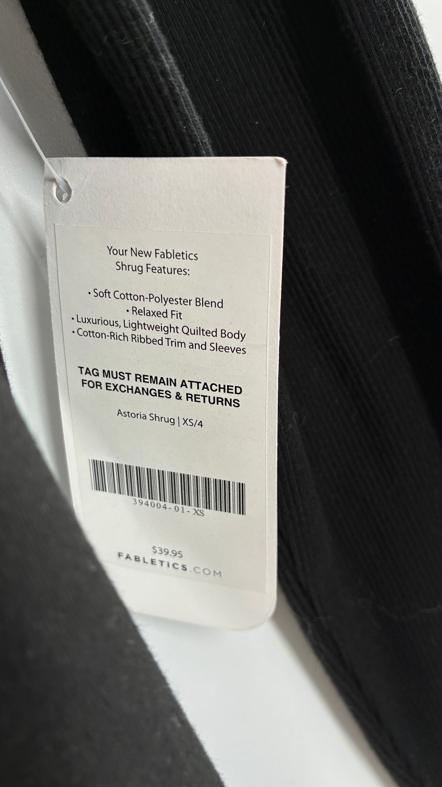 Fabletics Black Astoria Shrug Cardigan with Ribbed Panels and Tags Attached (XS/4)