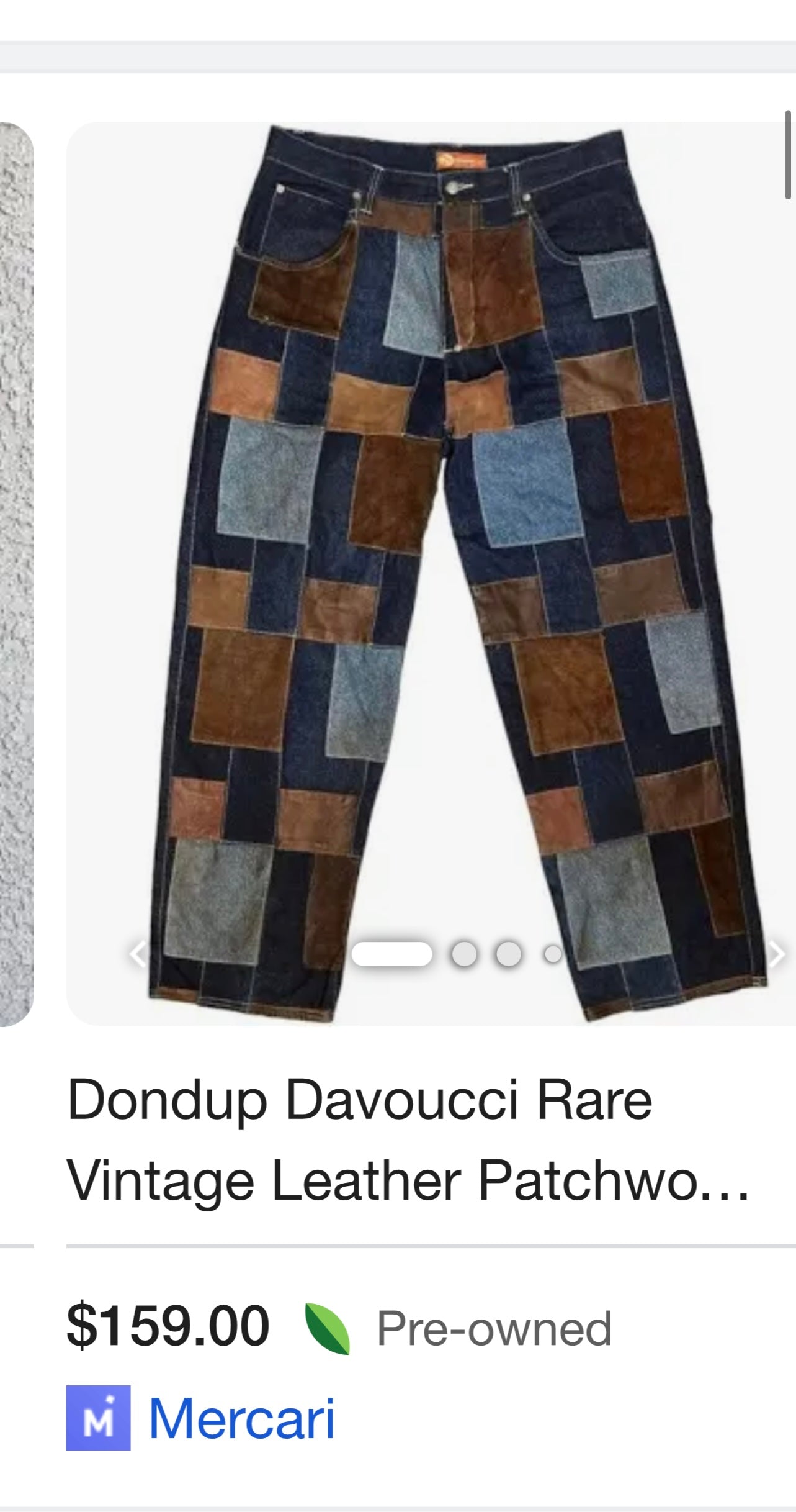 Vintage Original Davoucci Dark Wash Denim with Suede Leather Checker Patchwork Front (34x33)
