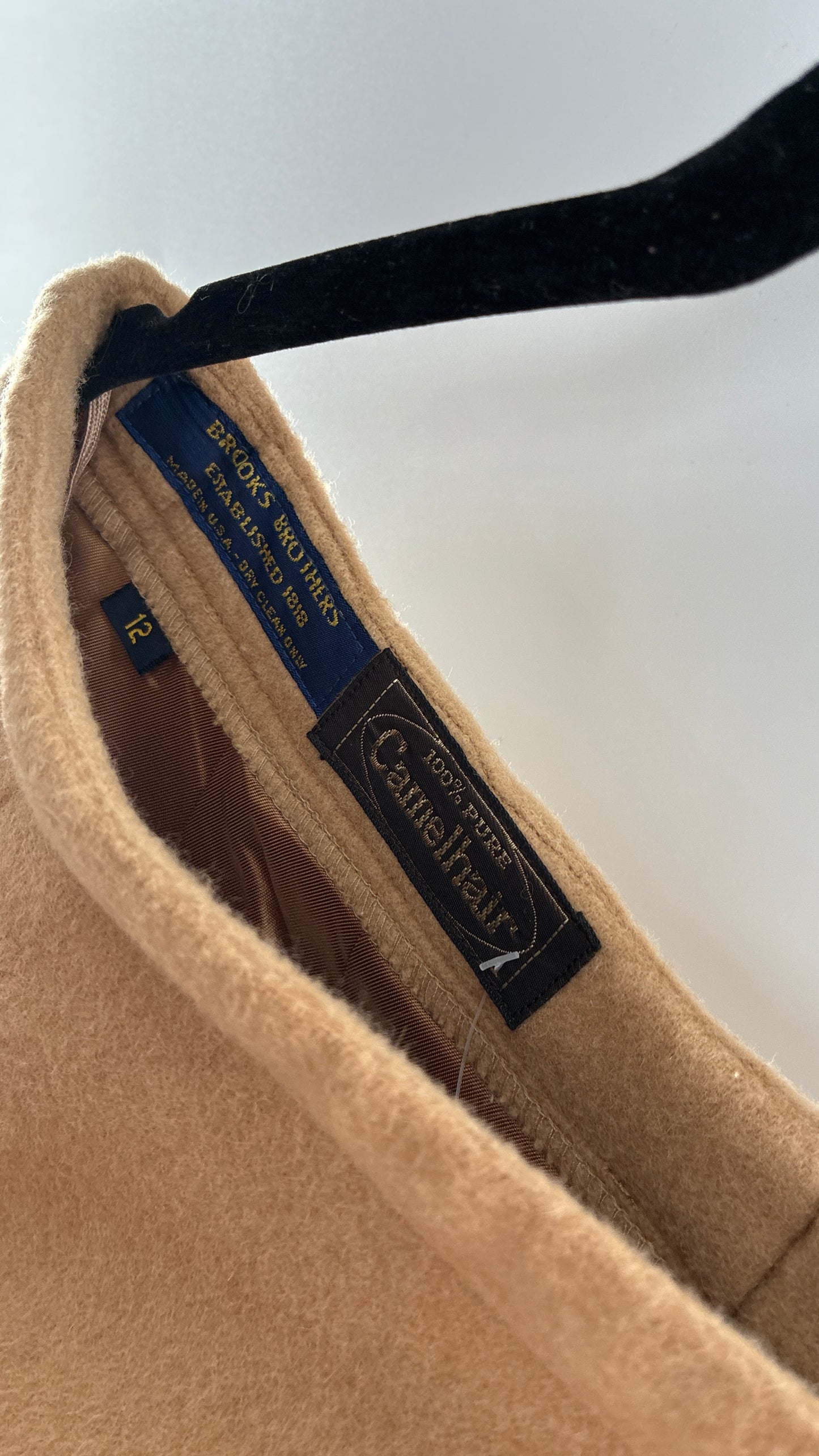 Vintage Brooks Brothers 100% Pure Camelhair Vented Skirt (12)