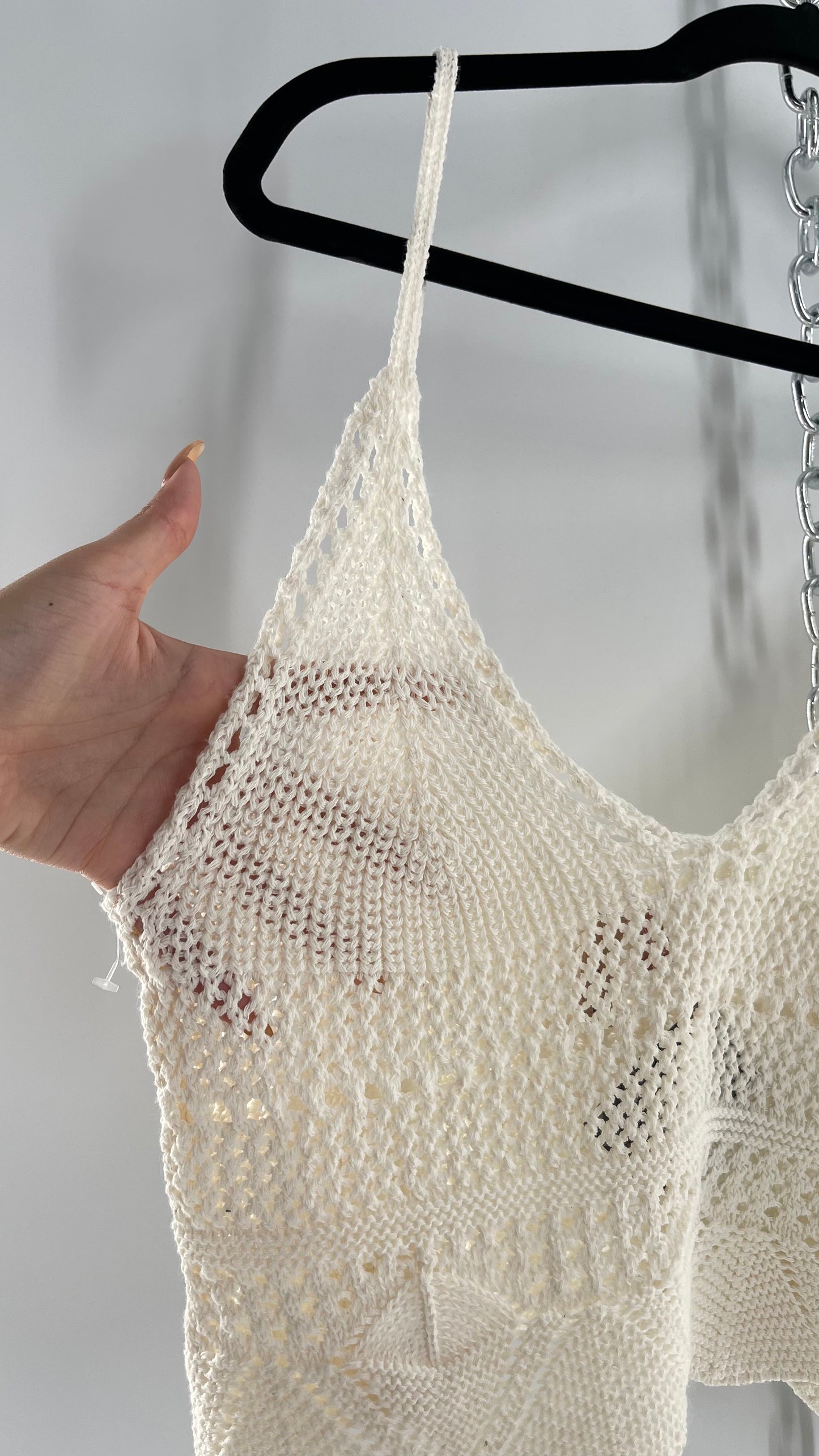 Anthropologie Pilcro White Crochet Cropped Tank (Small)