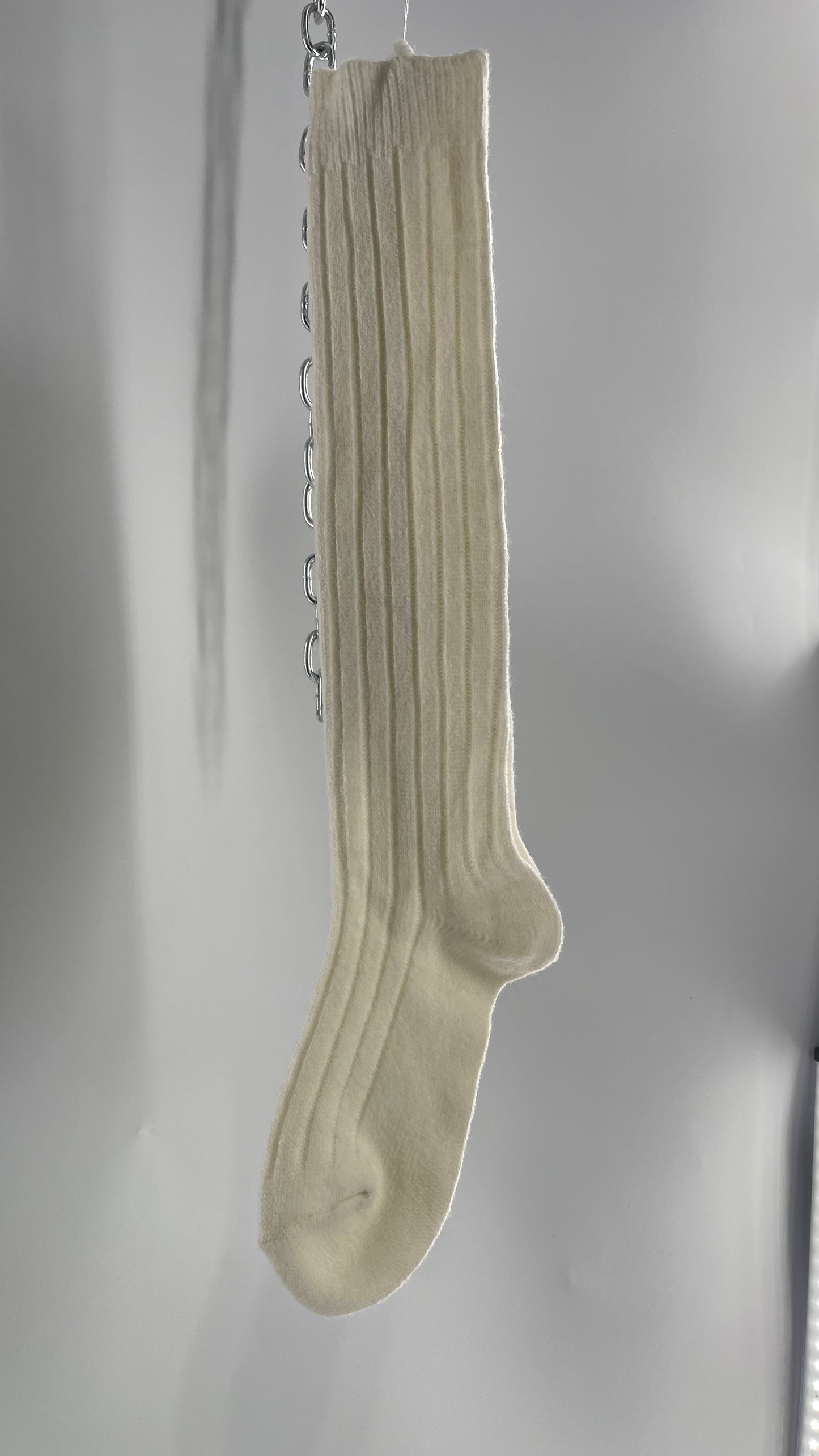 Free People Off White Ribbed Knee/Thigh High Socks