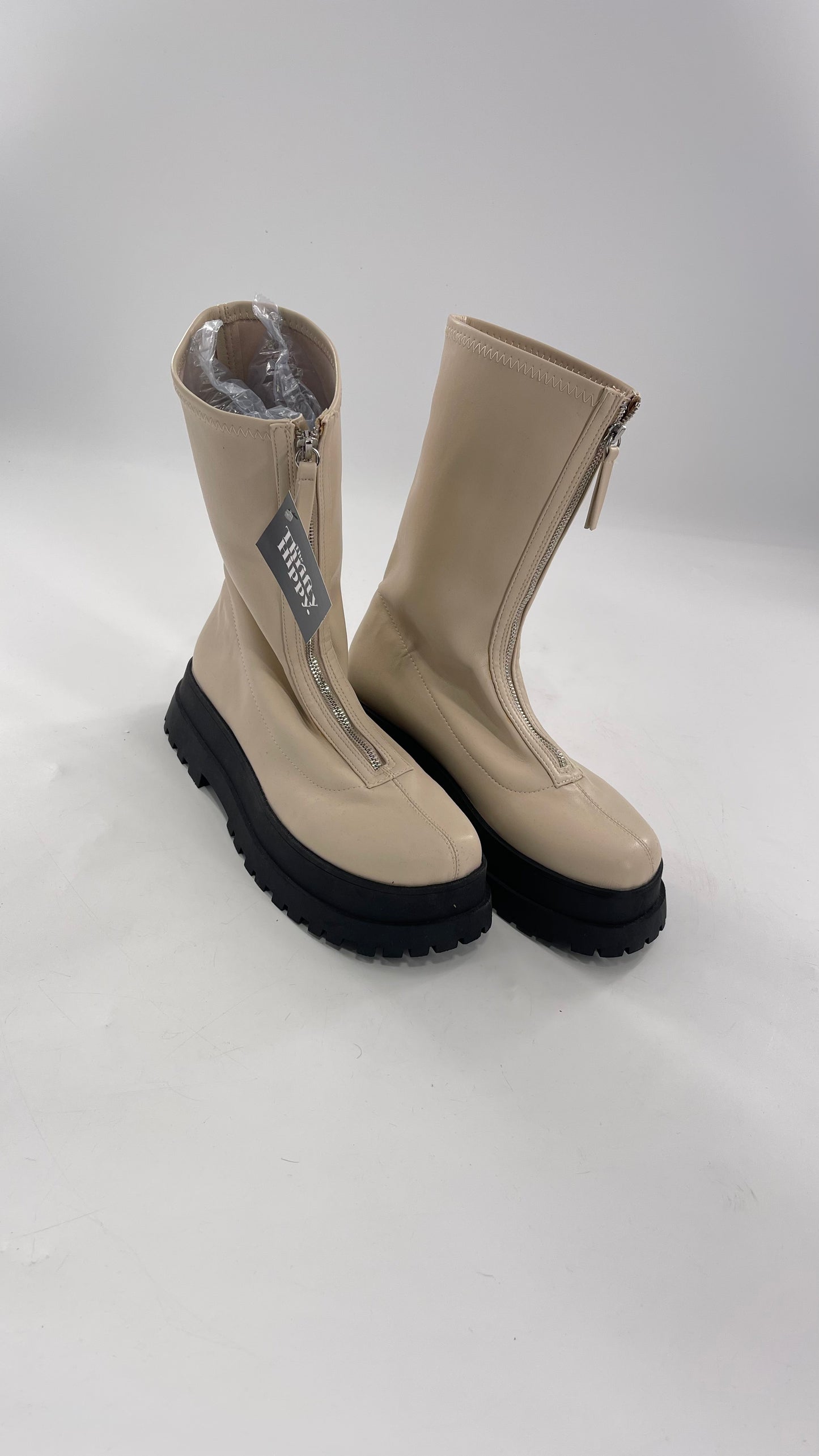 Urban Outfitters Cream Zip Front Boot with Contrast Platform (10)