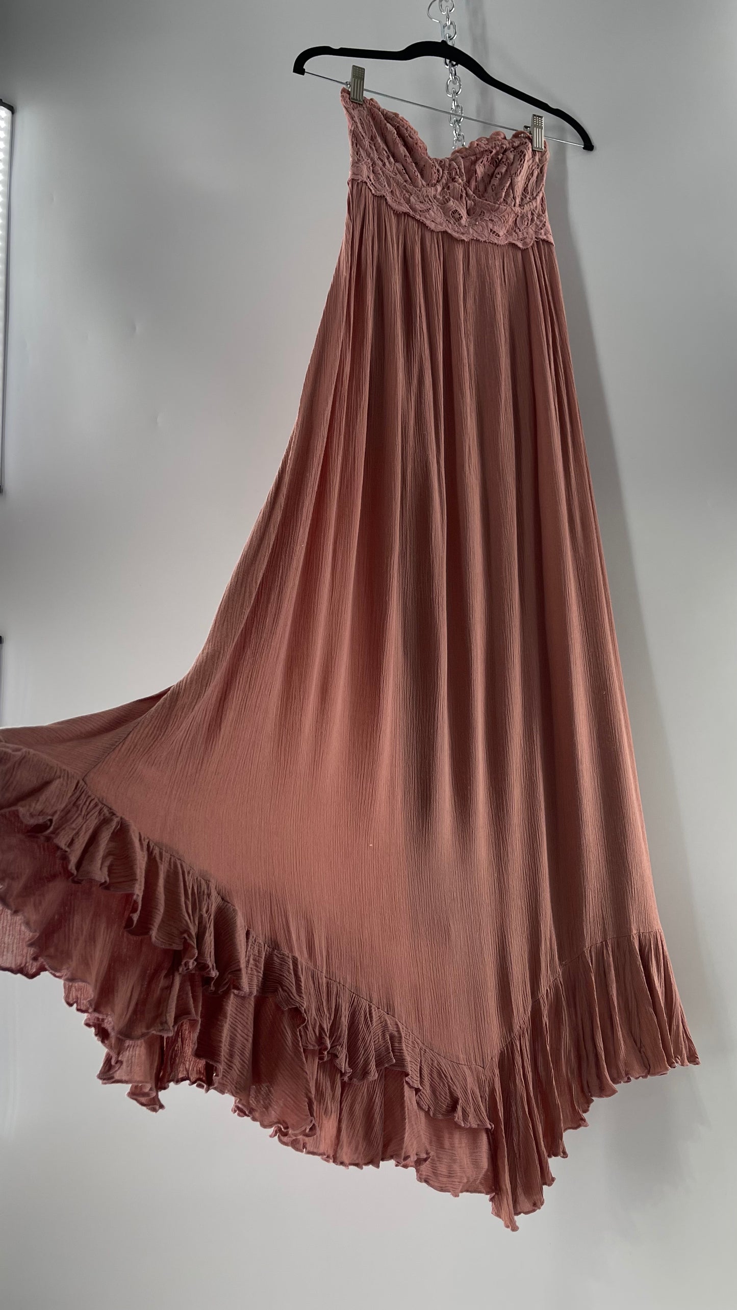 Free People Adella Mauve/Dusty Pink Full Length Maxi Dress (Small)