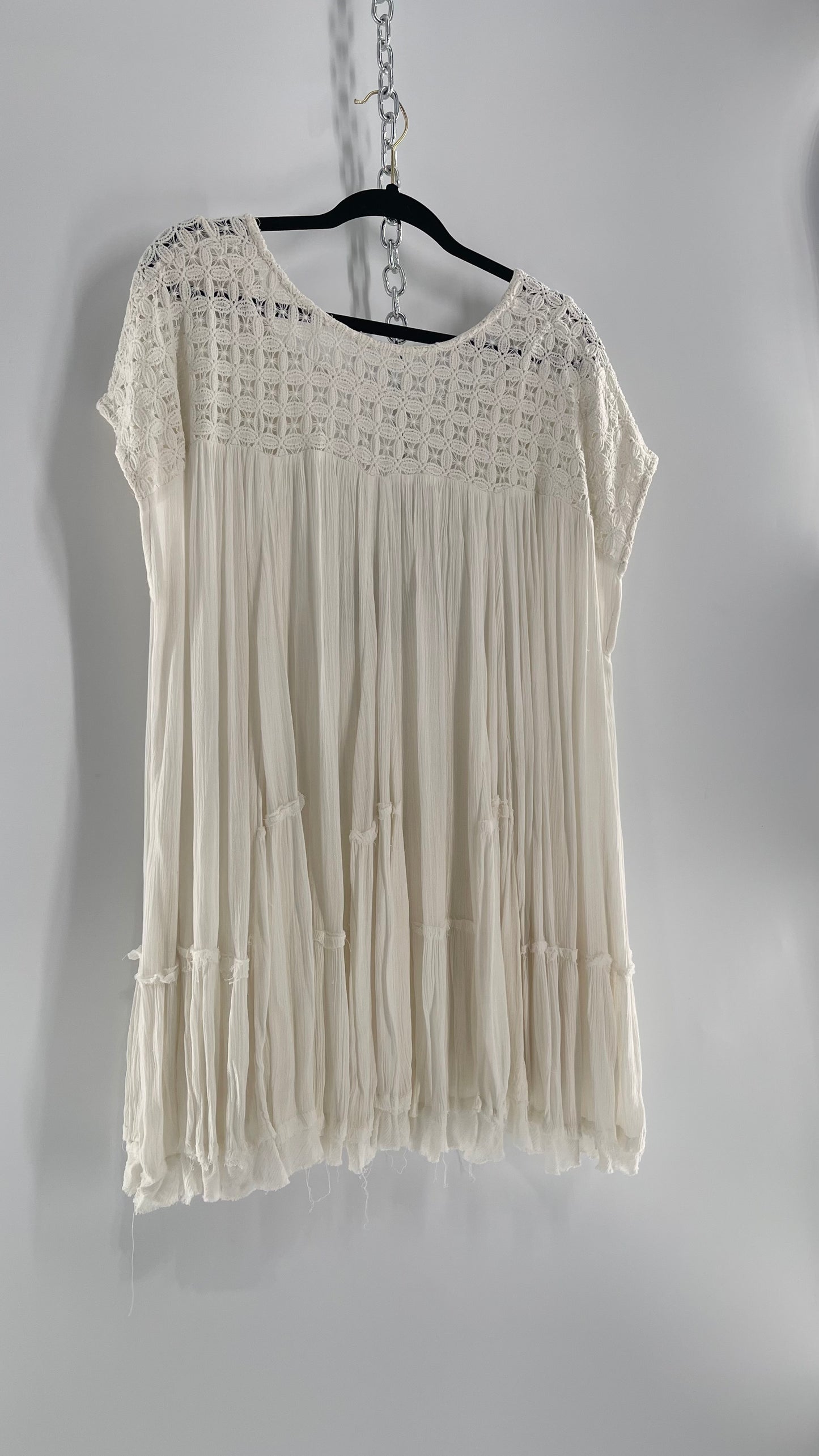 Free People White Cotton Voluminous T Shirt Dress (S)