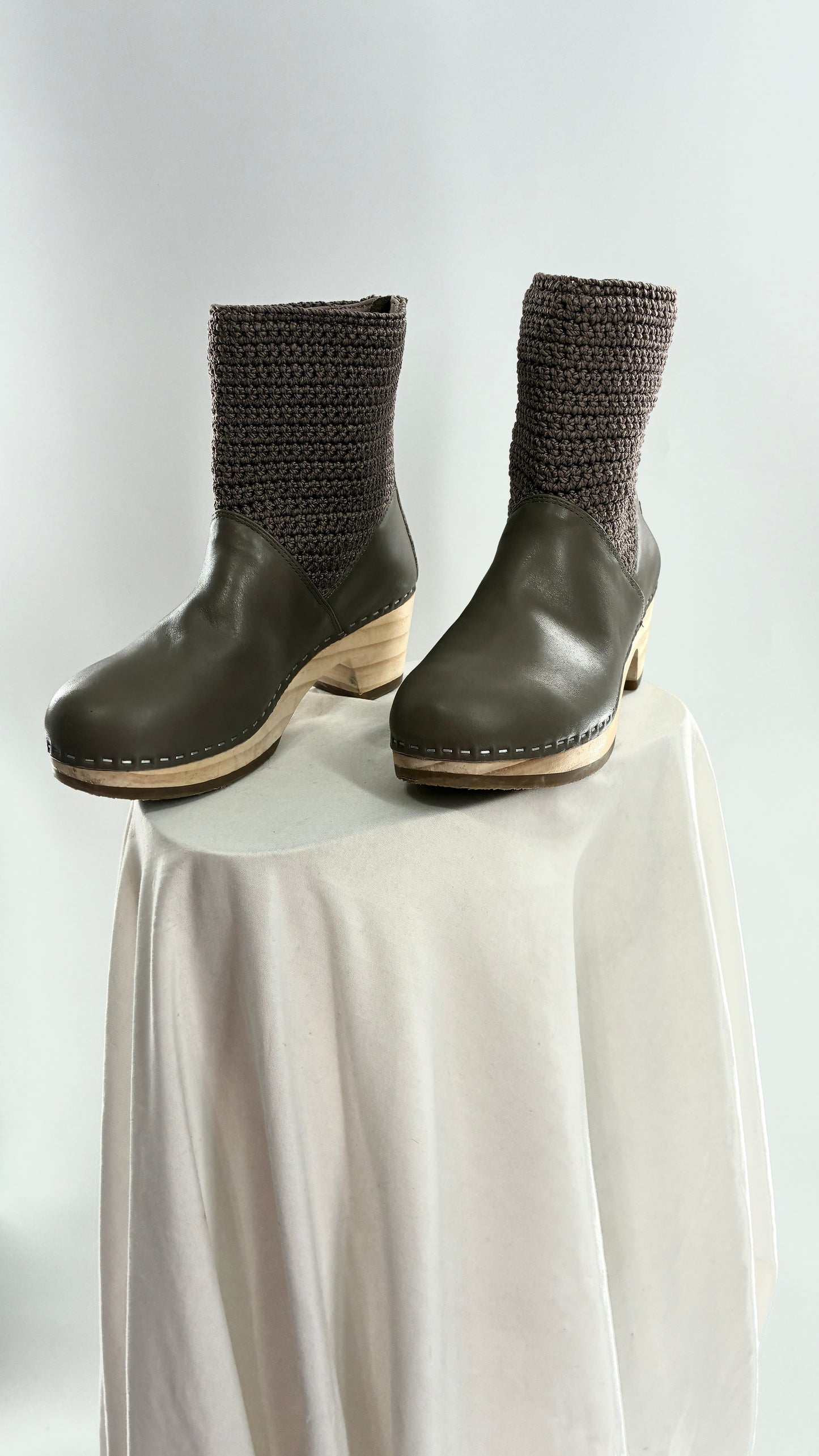 THE SAK Crochet and Leather Wooden Clog Boots (7)