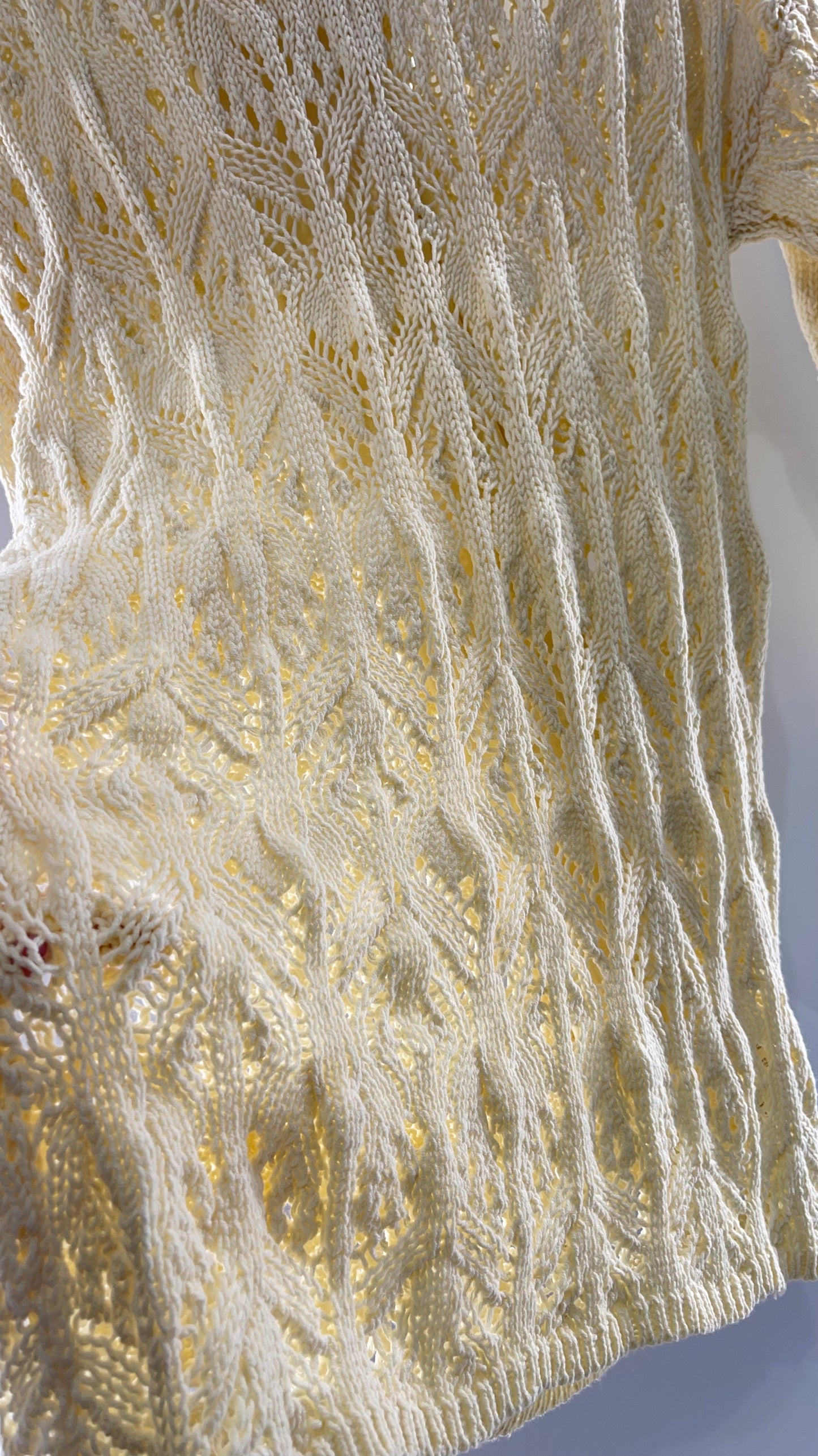 Free People Baby Yellow Comfy n Cozy Open Stitch Knit Sweater Dress (XS)