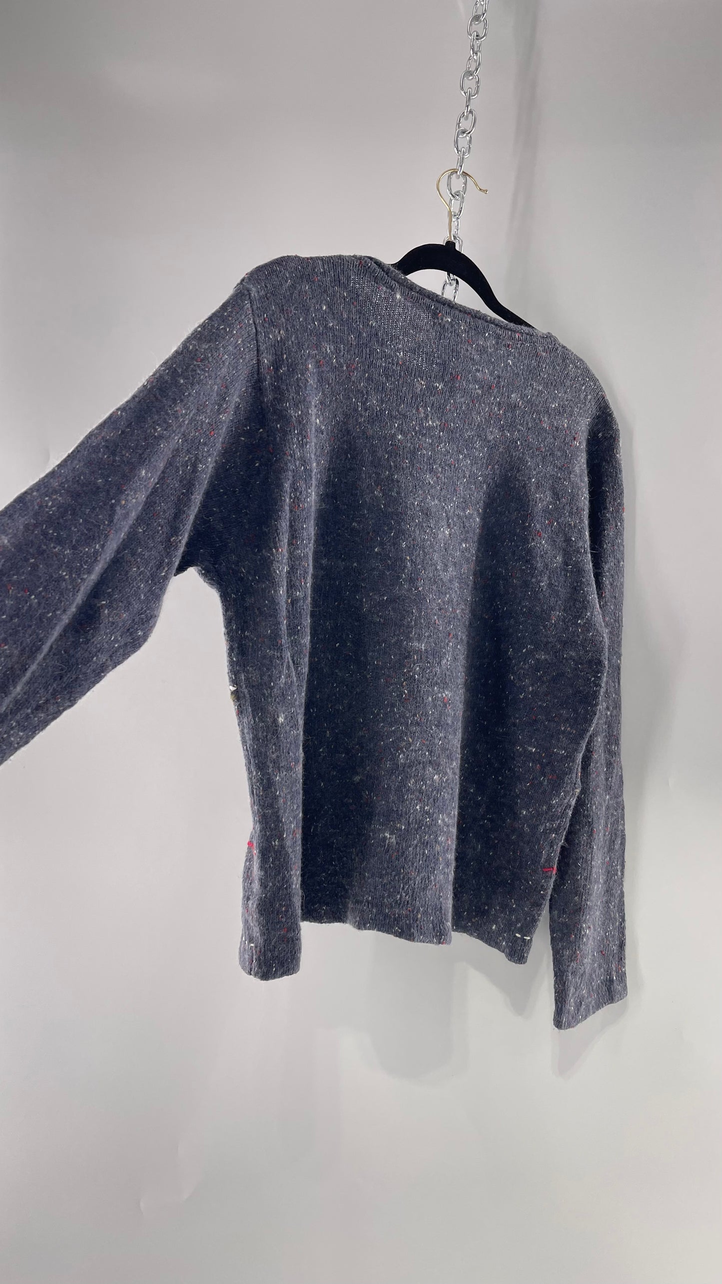 Vintage Urban Outfitters Christmas/Holiday Sweater with Festive Snowmen Snowflakes, and Contrast Stitch Detail (S)