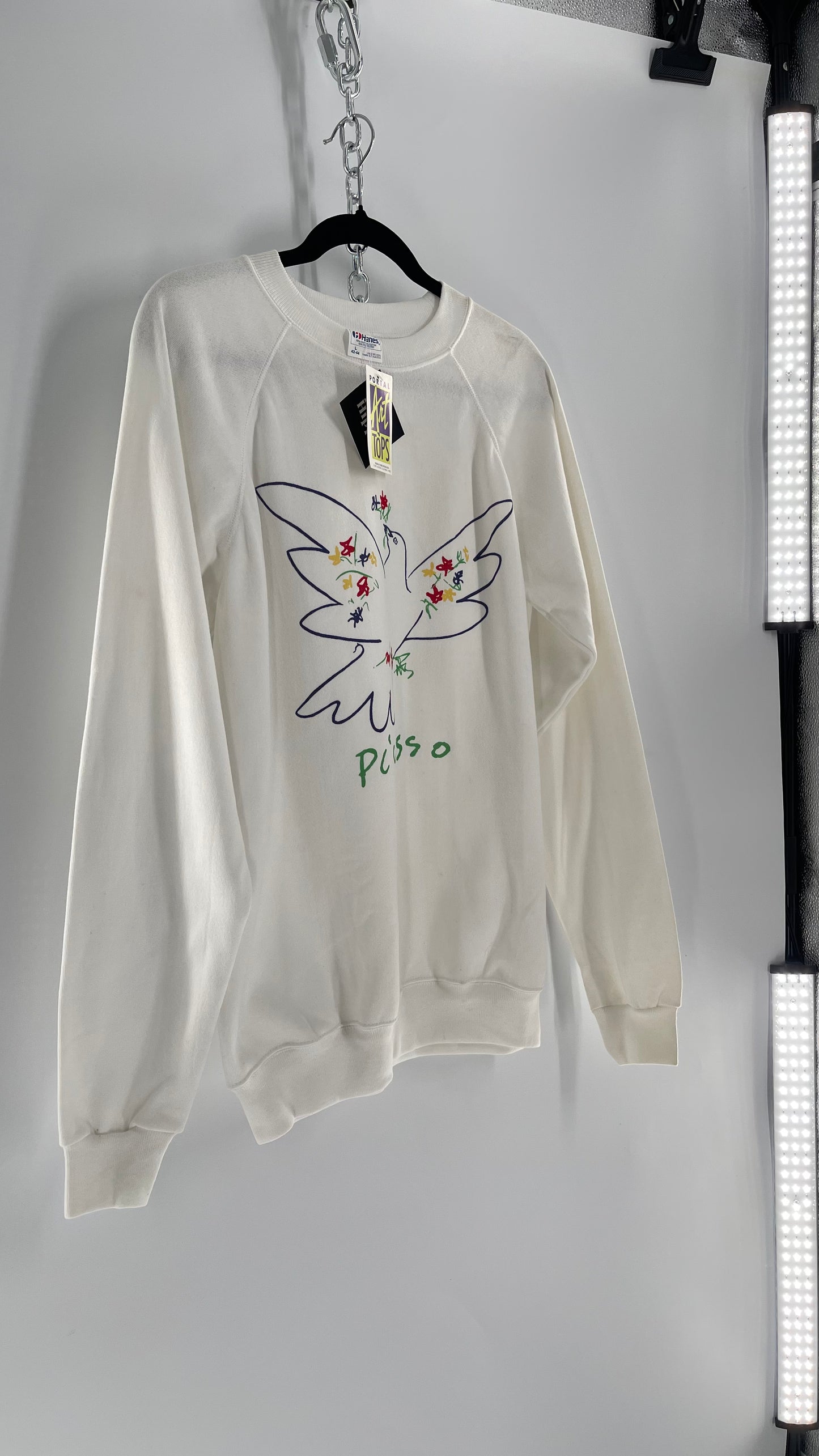Deadstock Vintage Picasso Dove Doodle Crewneck Portal Art Tops Tag (Large)