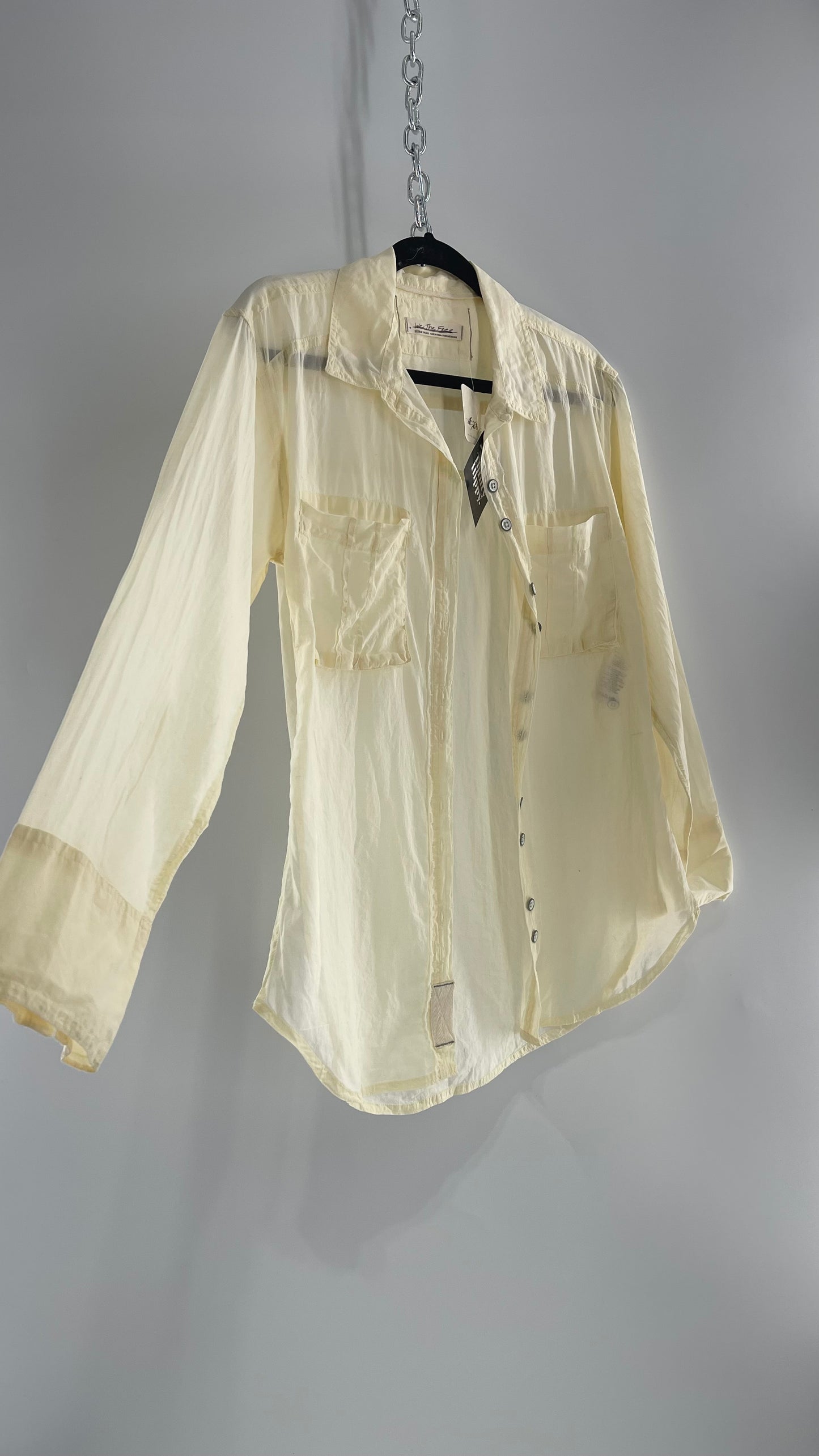 Free People Baby Yellow Sheer 100% Cotton Beachy Button Up with Tags Attached (XS)