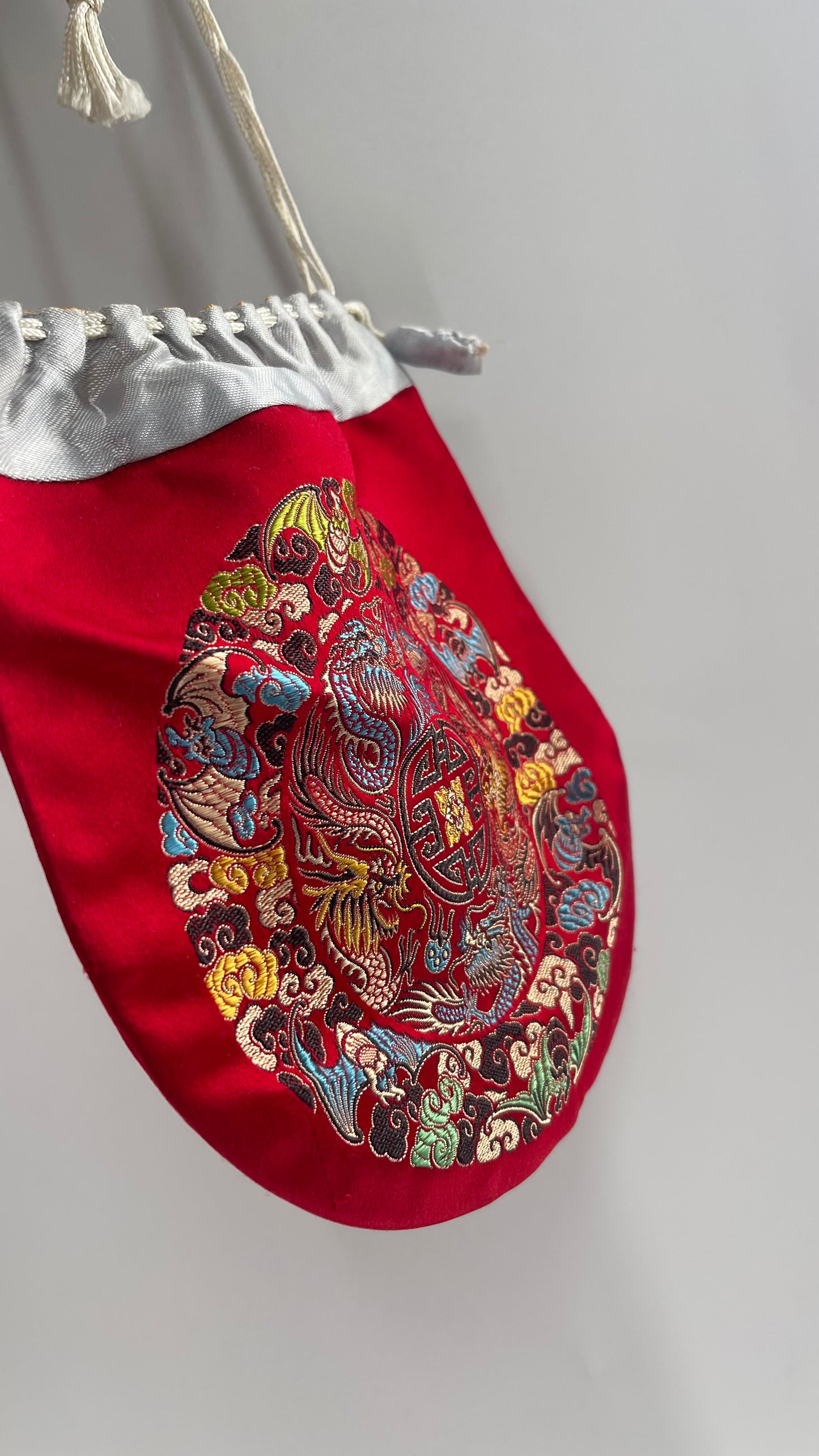 KAPOOR GALLERIES Vintage Red Silk Embroidered Pouch Purse