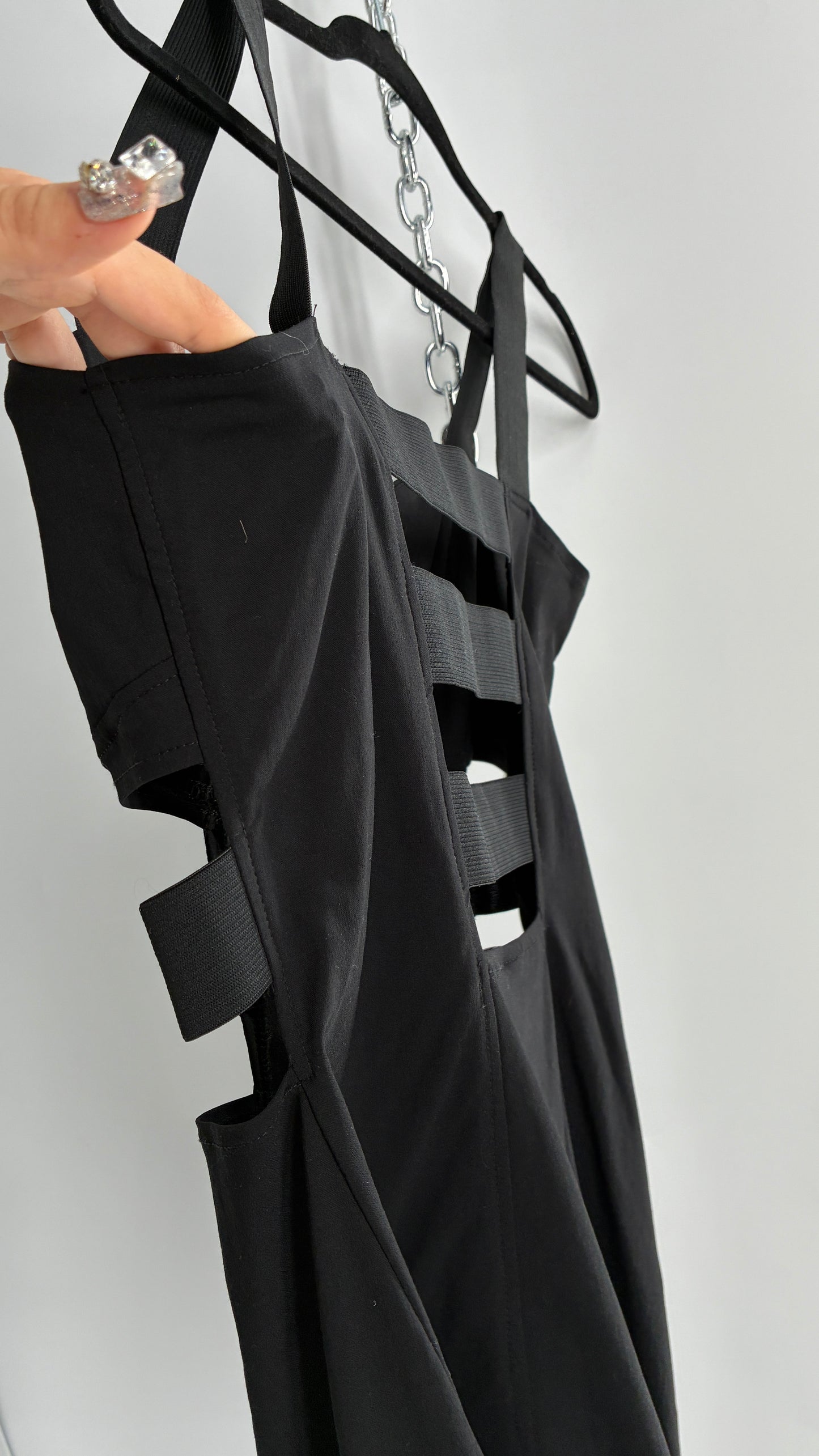 Vintage Black Cut Out Mini Dress (14)