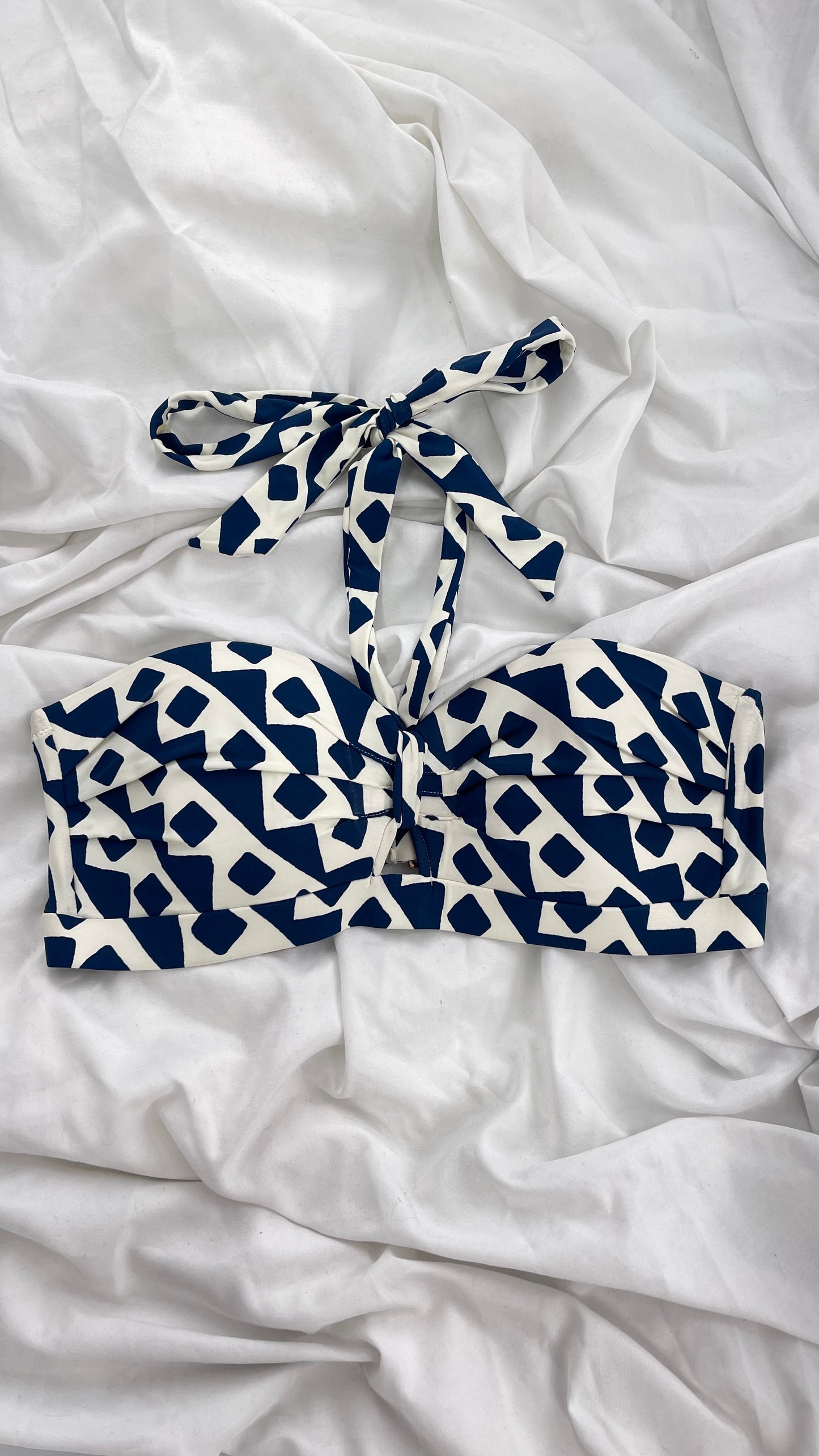 Anthropologie ALIHOP Navy and White Swim Top (Large)
