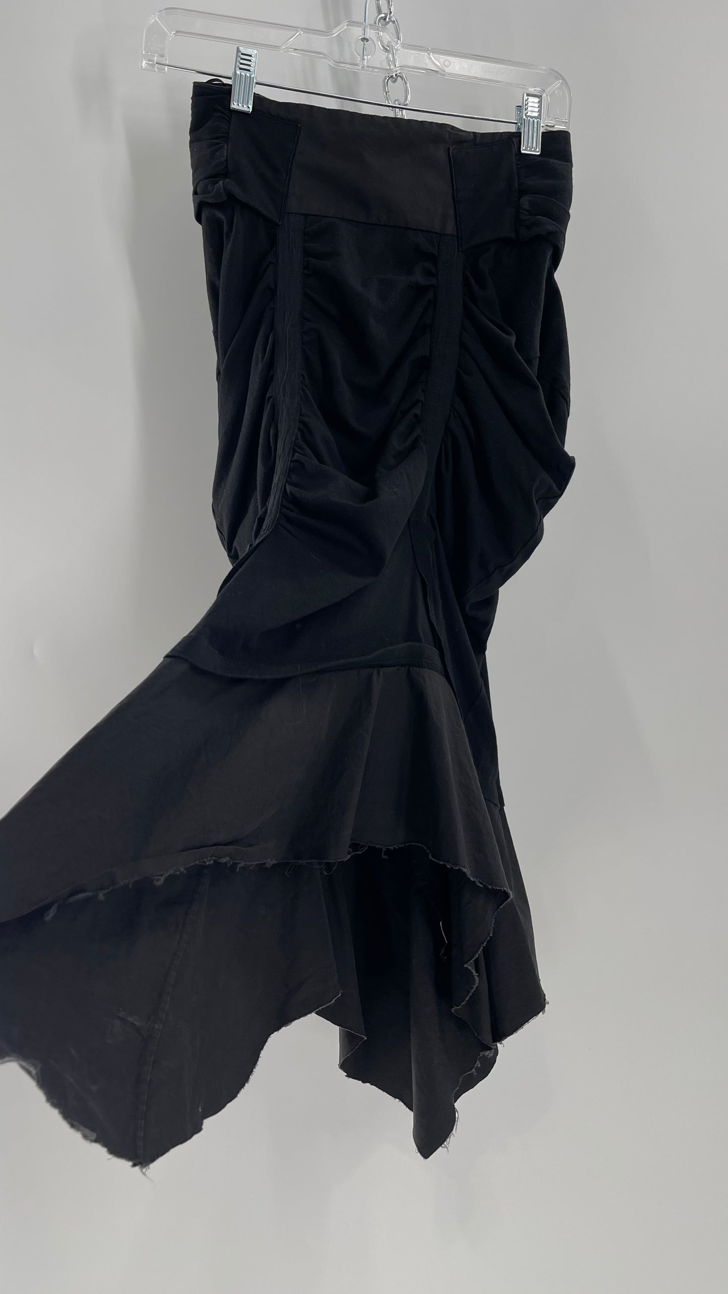 AGANOVICH Black TS50 Jersey Ruched Asymmetric Cargo Skirt with Gold Zipper (0)