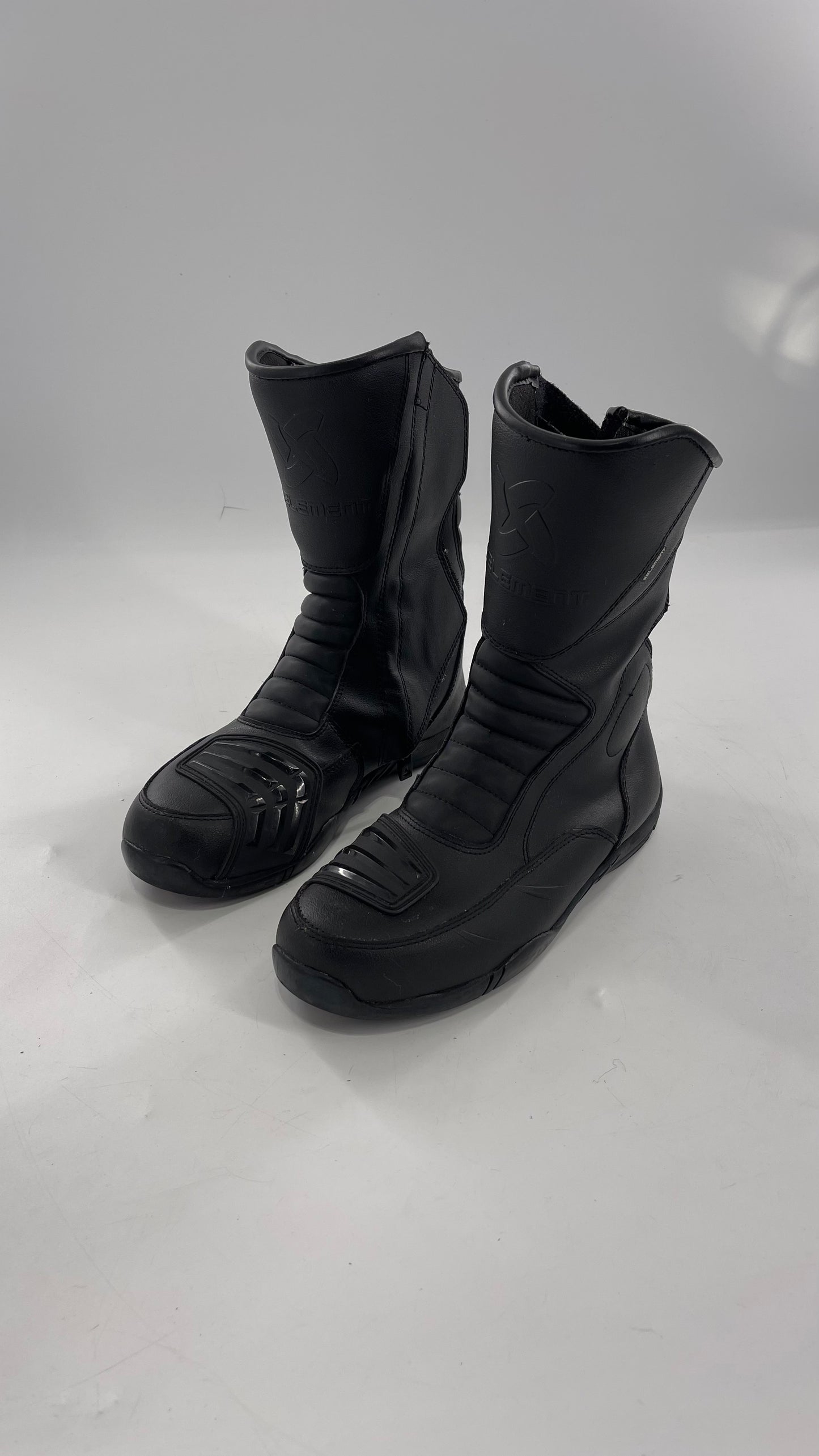 XELEMENT Black Leather Motorcycle Motocross Riding Boots (9.5)