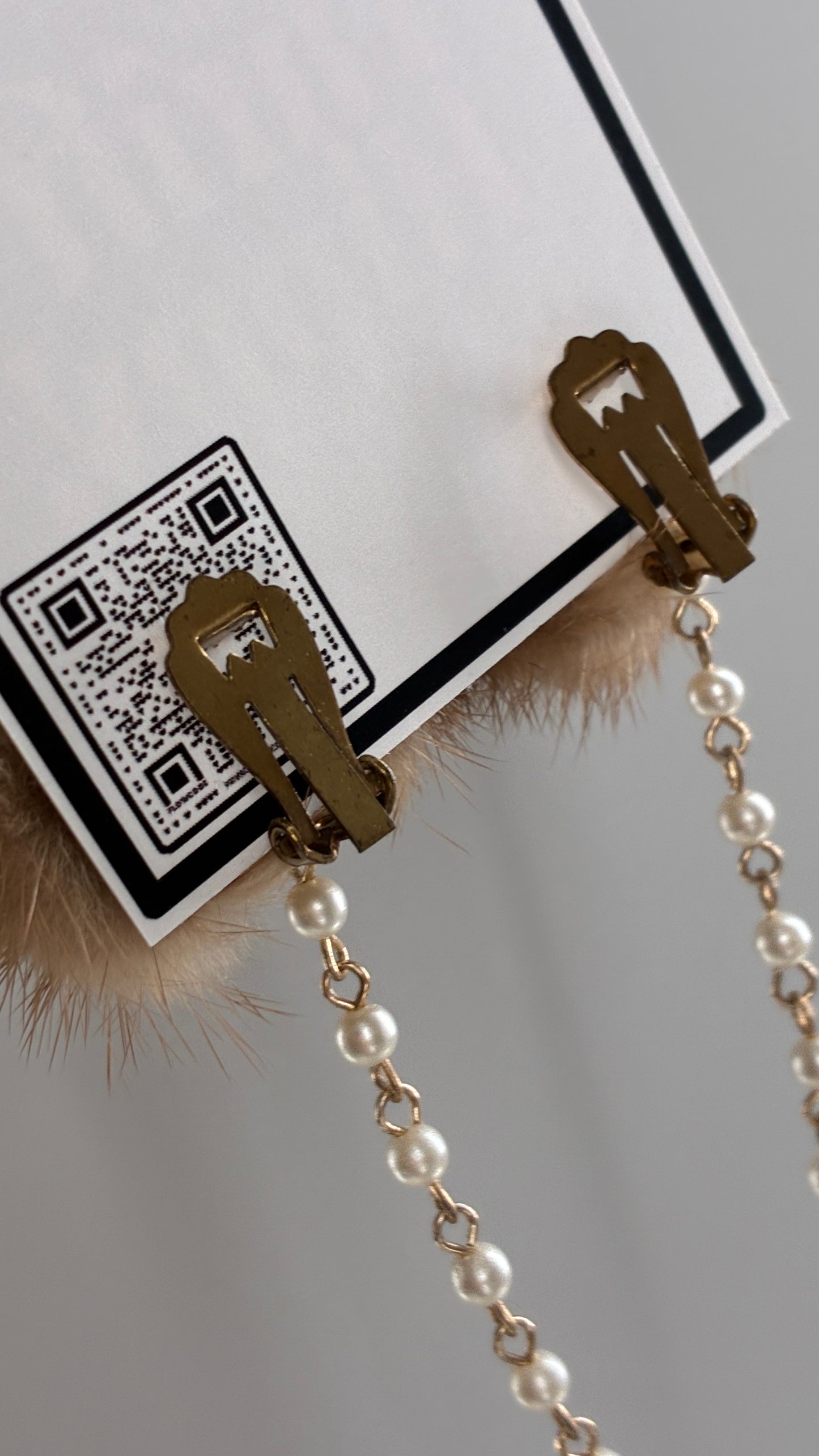 Vintage Real Fur Critter Collar Clips with Pearl Beading