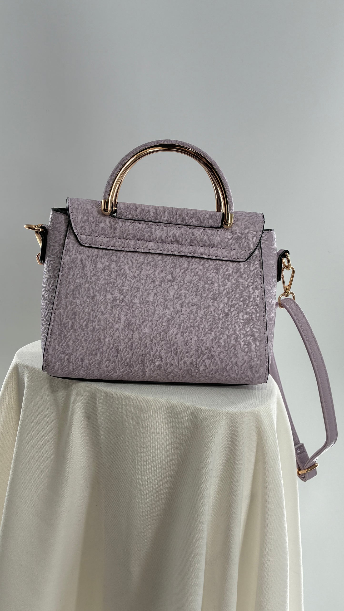 Lilac Purple Handbag and Crossbody with Gold Hardware