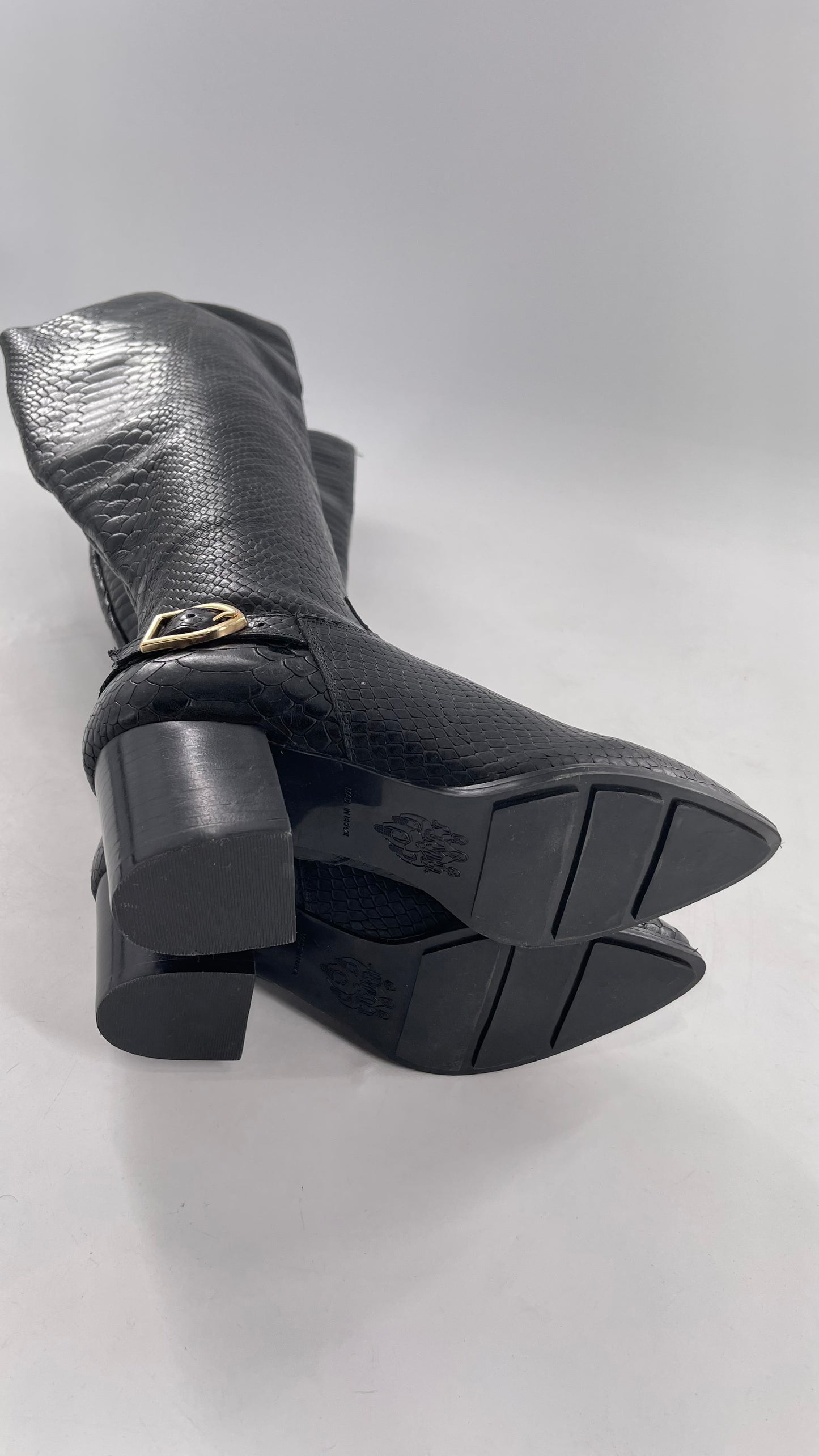 ORCADE Genuine Brazilian Leather Crocodile Embossed/Textured Knee High Boots (5)