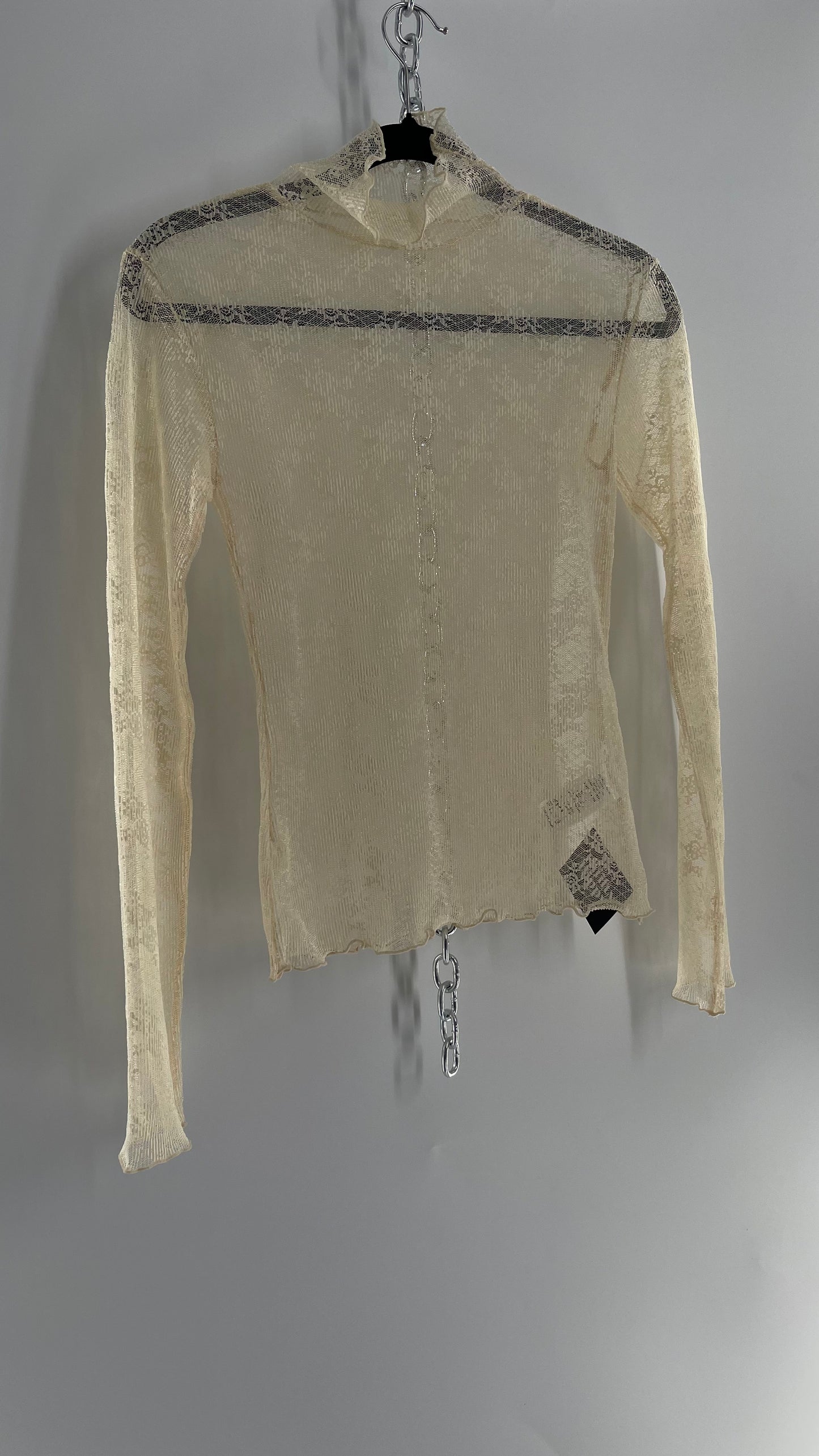 Free People Curetty Baby Yellow Lace Turtle Neck (Small)