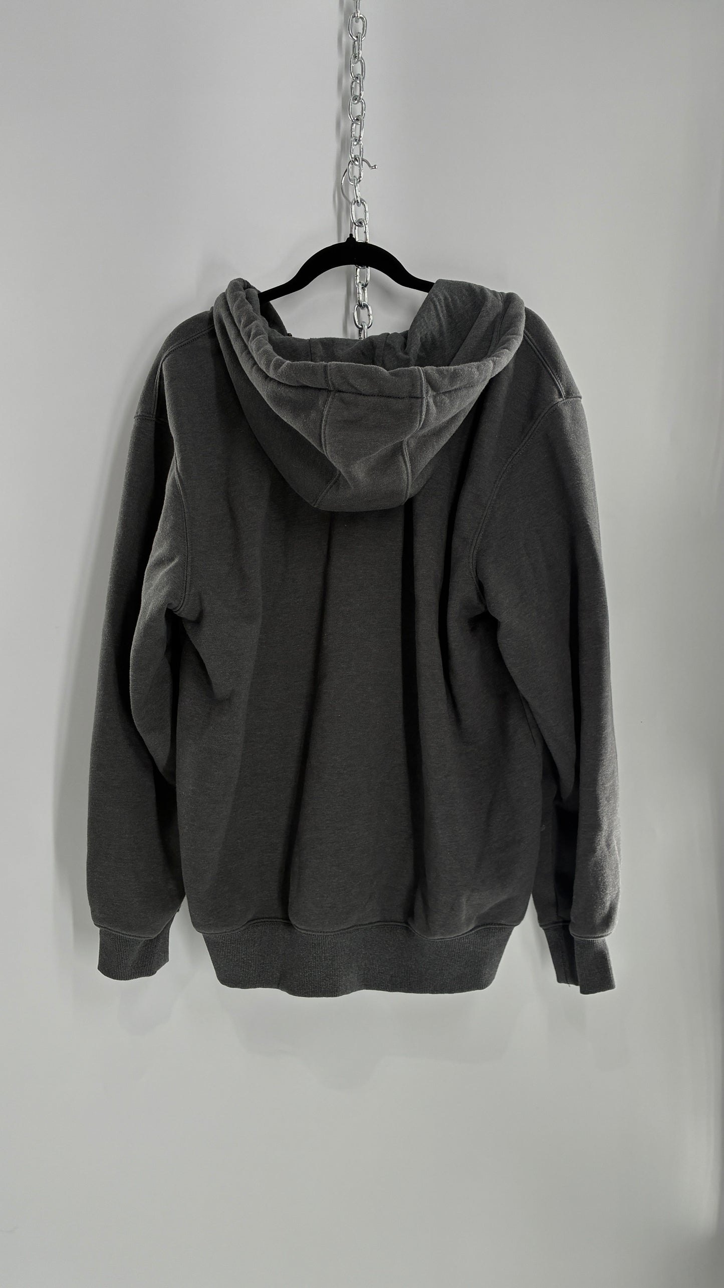 CARHARTT Rain Defender Charcoal Grey Full Zip Heavy Knit Hoodie (Large)