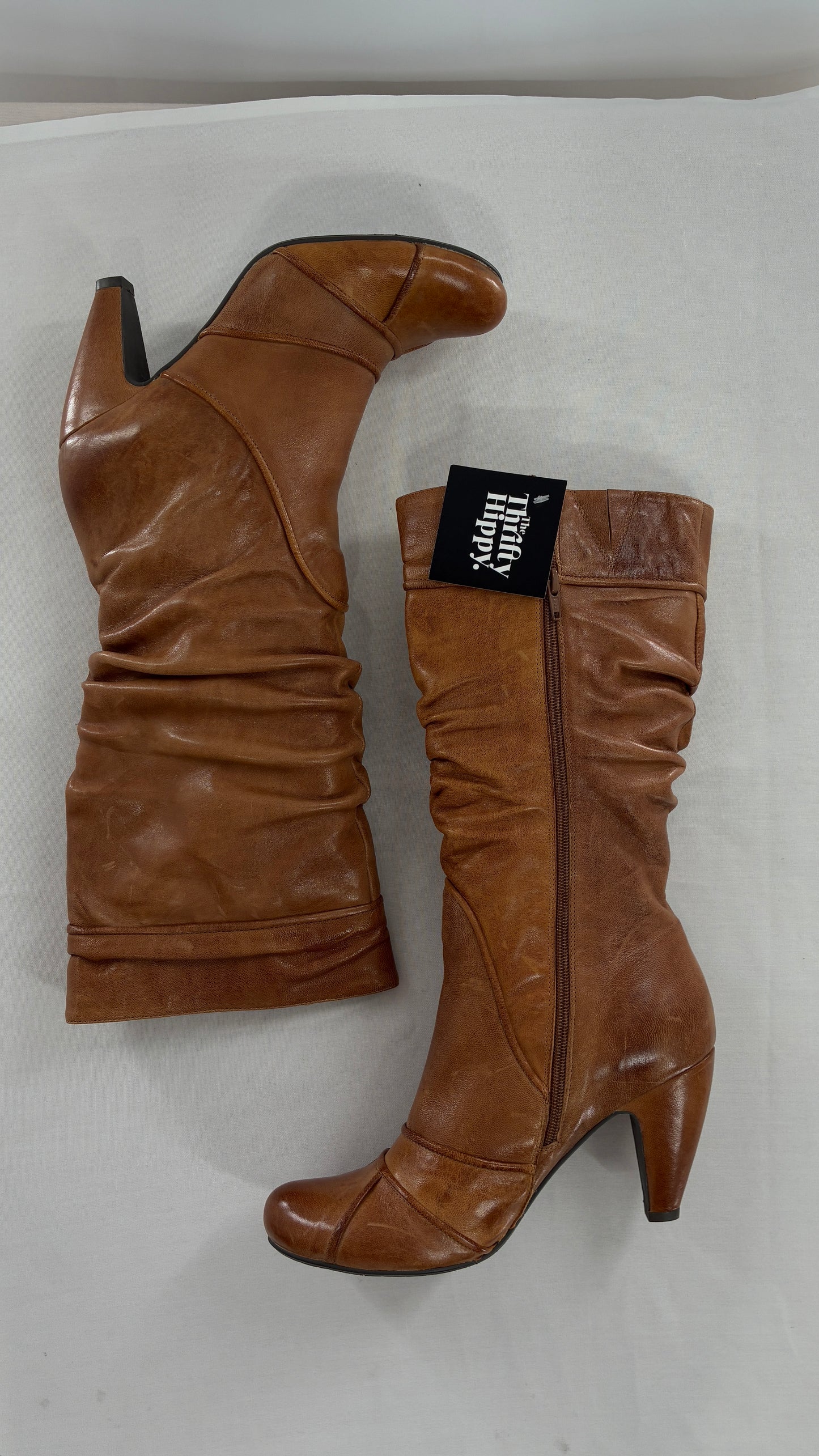 MIZ MOOZ Brown Leather Stacked Round Toe Boot (10)