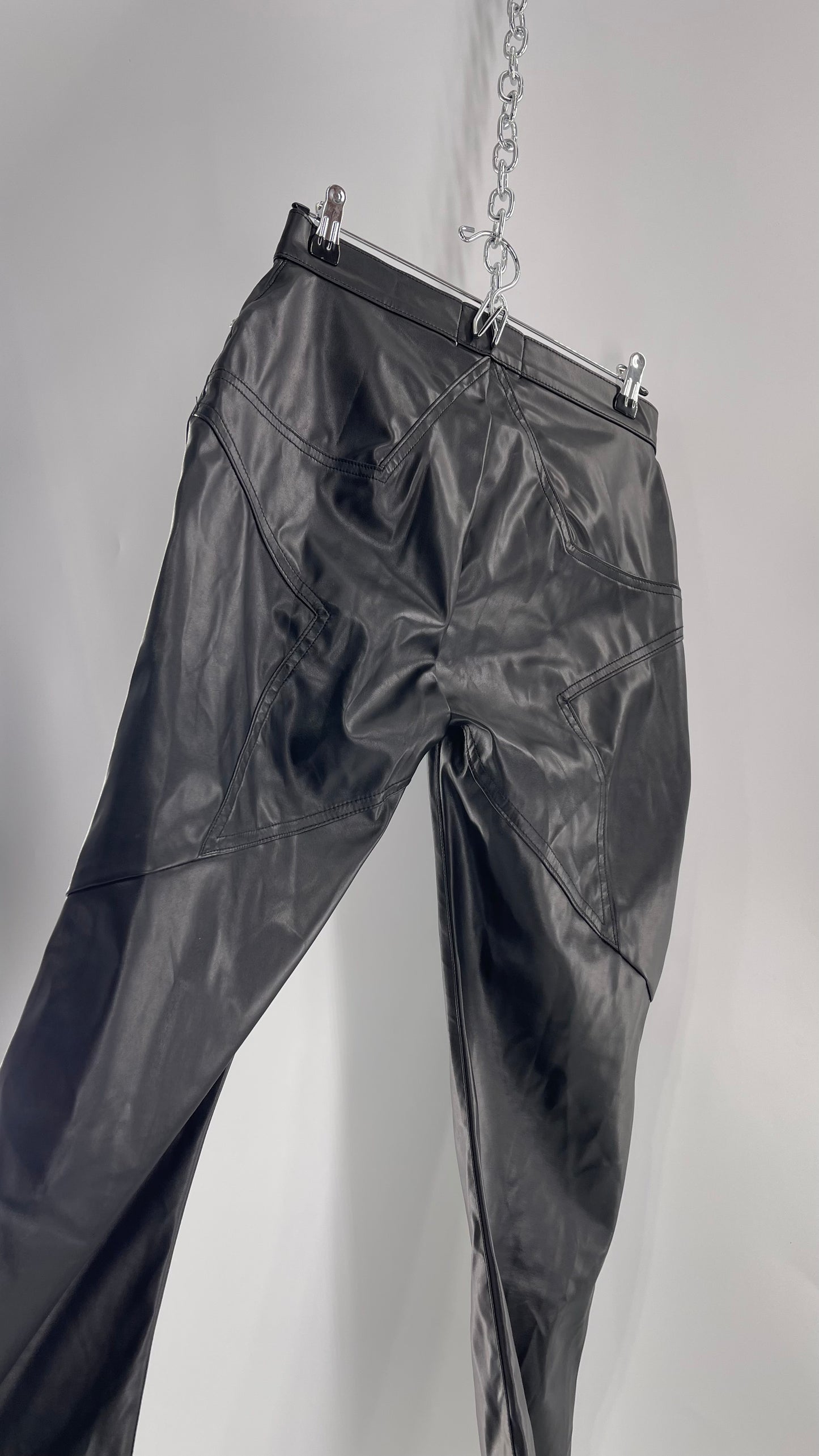 Revice Faux Leather Kick Flares with Star Bum (29)