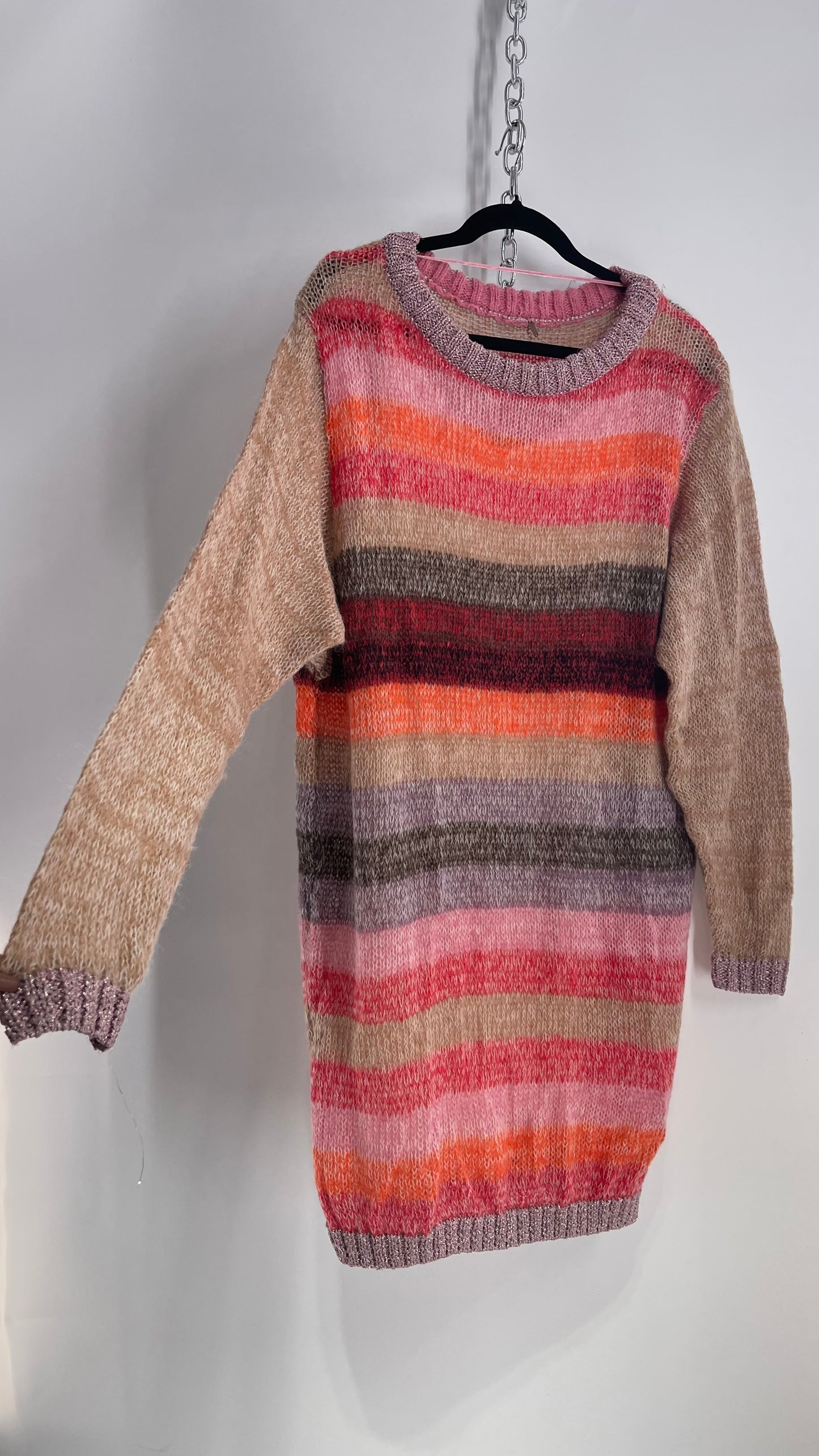 Free People Slouchy Striped Knit with Metallic Details (S/M)