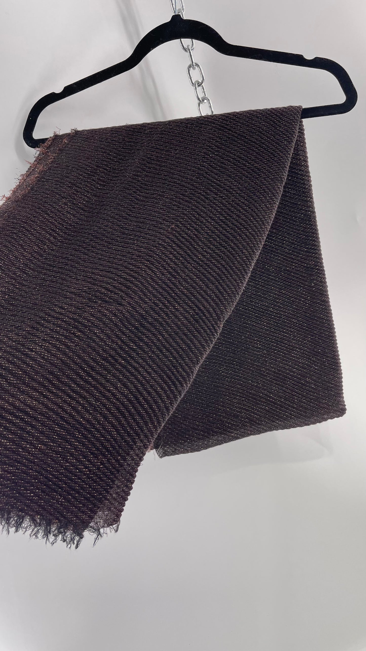 Maurice’s Black Thin Knit Voluminous Scarf with Bronze Woven Tinsel