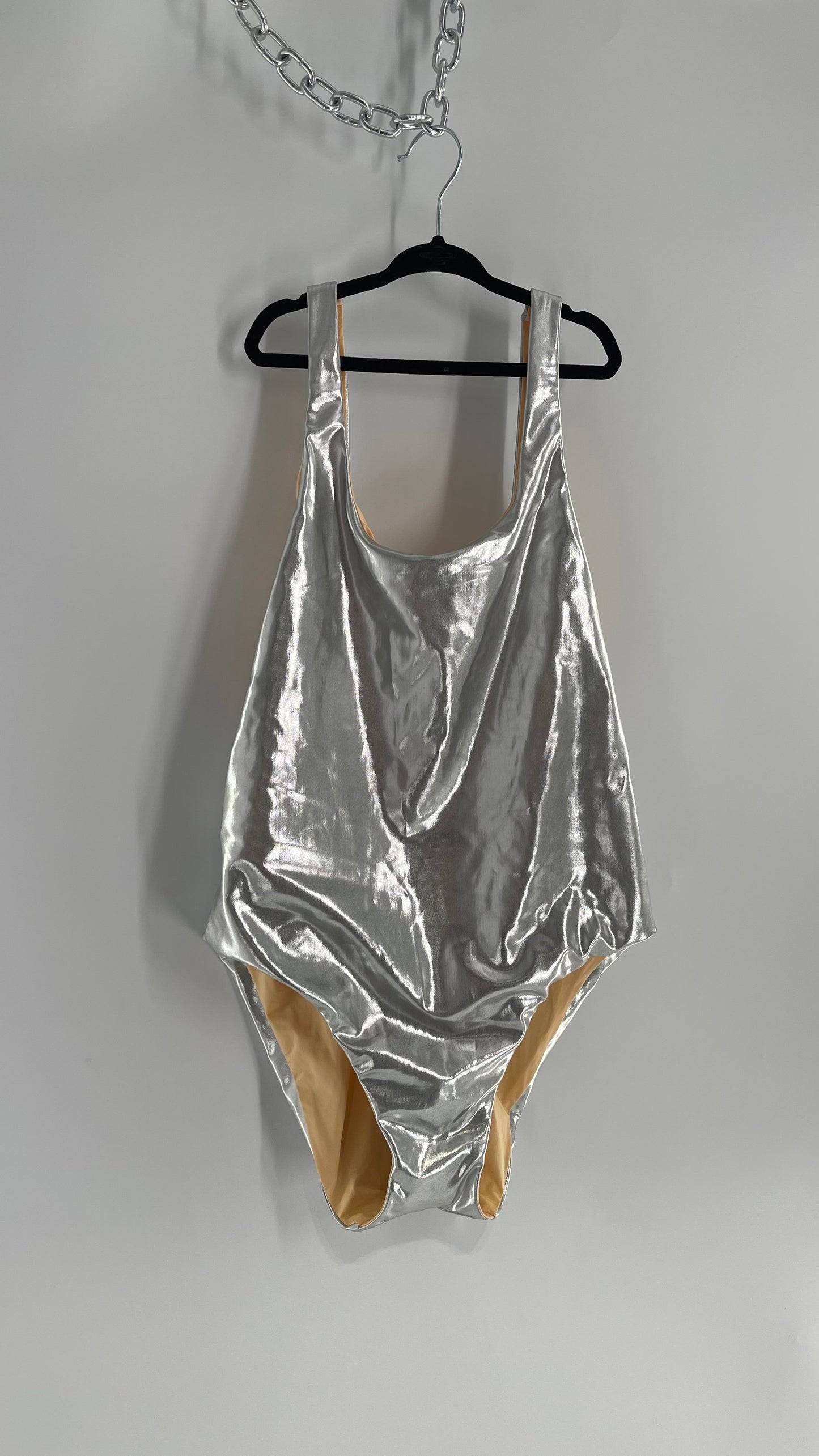 Dolce Vita Reversible Silver Metallic/Nude Swimsuit (Medium)
