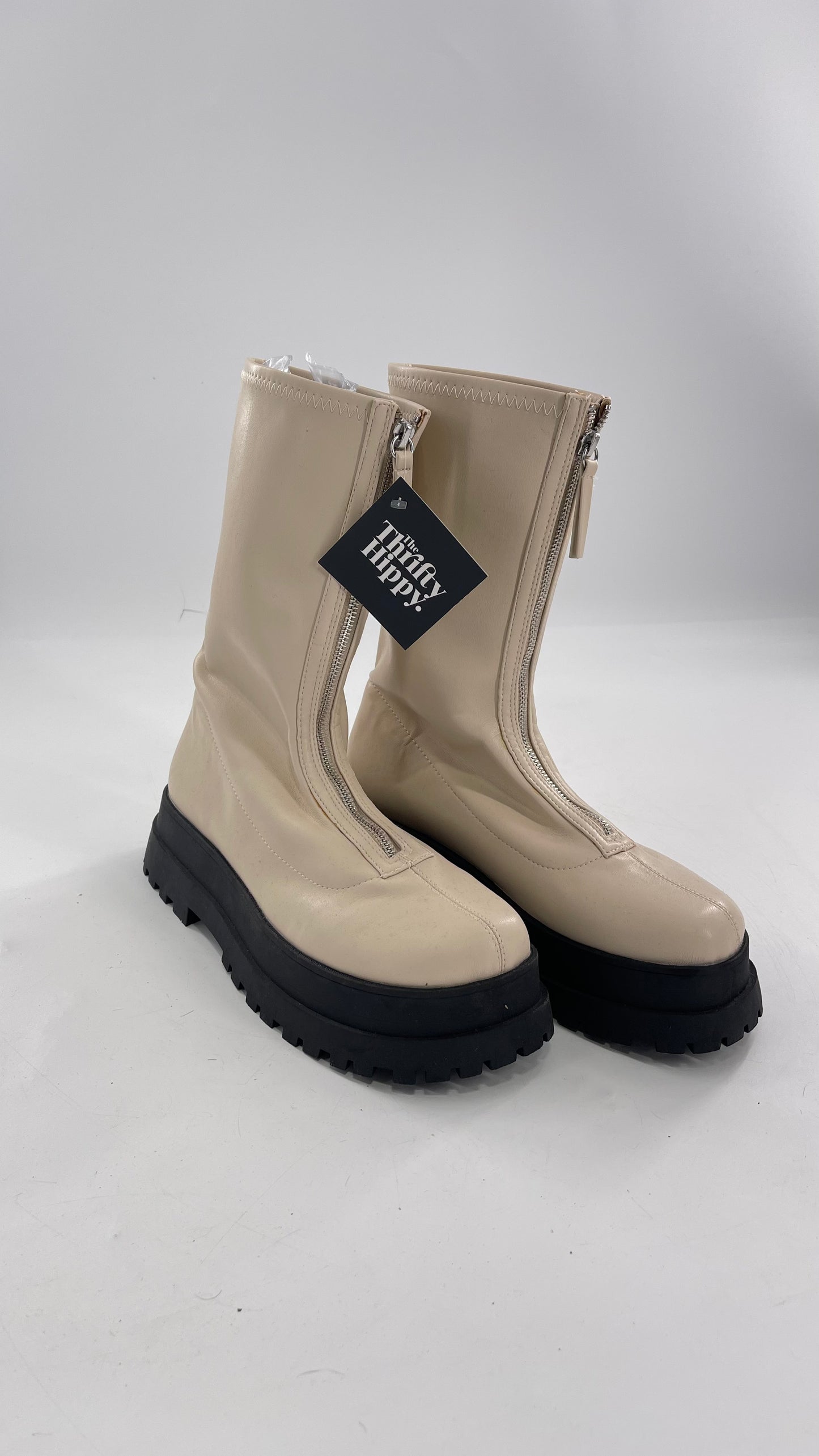 Urban Outfitters Cream Zip Front Boot with Contrast Platform (10)
