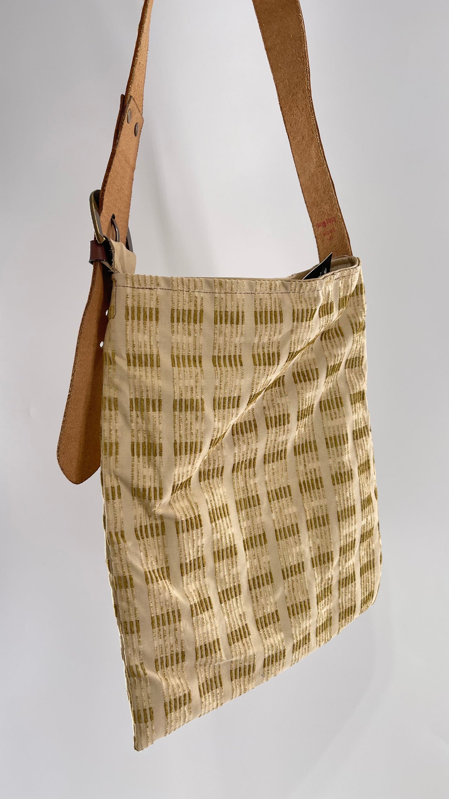 Tote with Embroidered Gold Exterior, Embroidered Leather Strap and Leather Interior - Shown Reversed