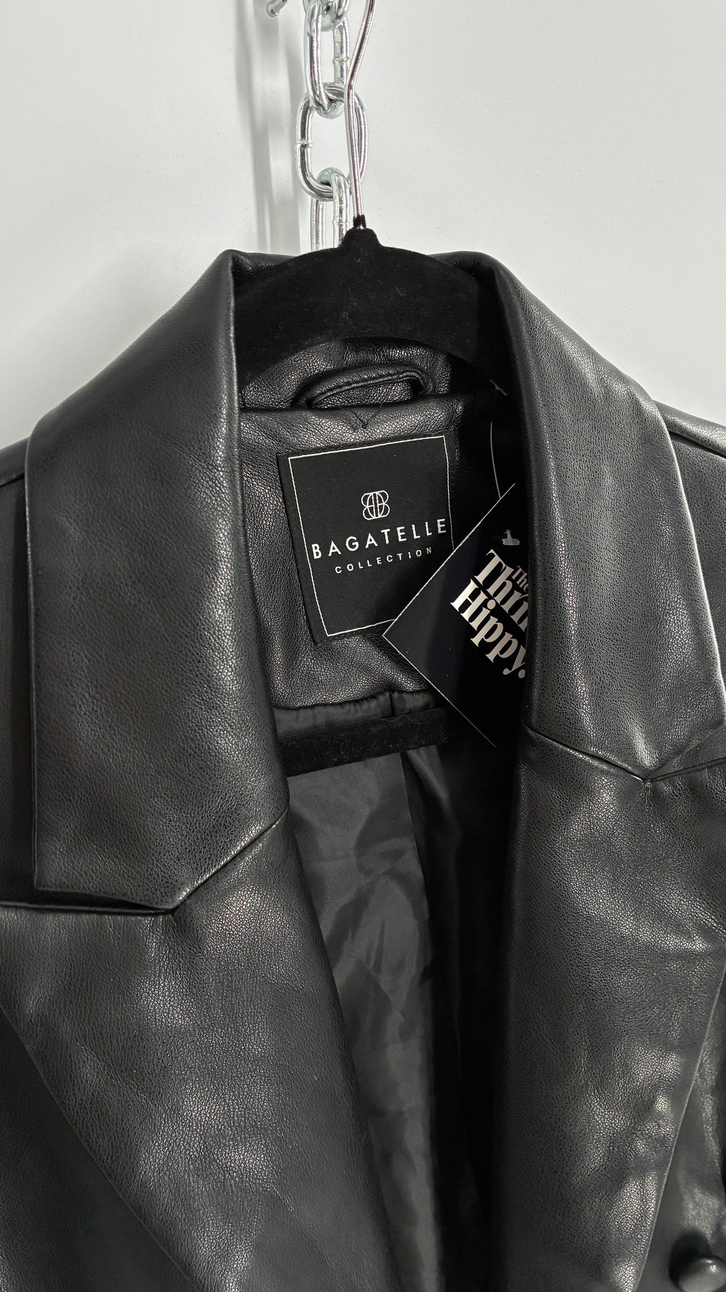 Bagatelle Black Vegan Leather Blazer Suit Jacket (Large)