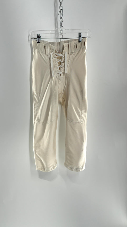 Vintage Ivory Football Style Lace Up Shorts (30)