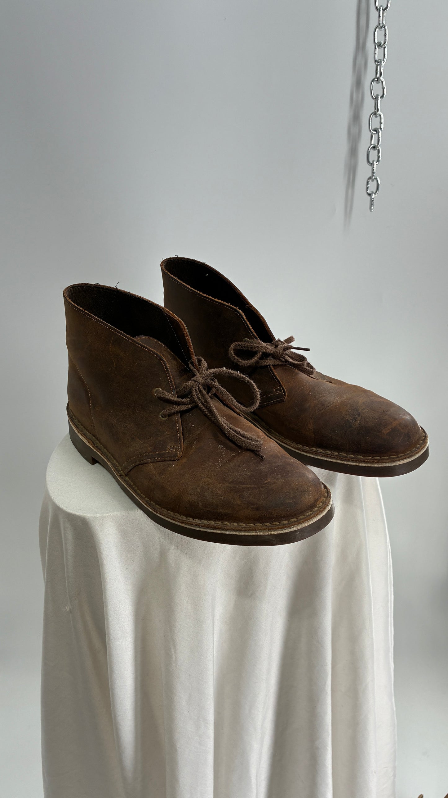 CLARKS Brown Leather Men’s Bushacre Chukka Boots (10.5)