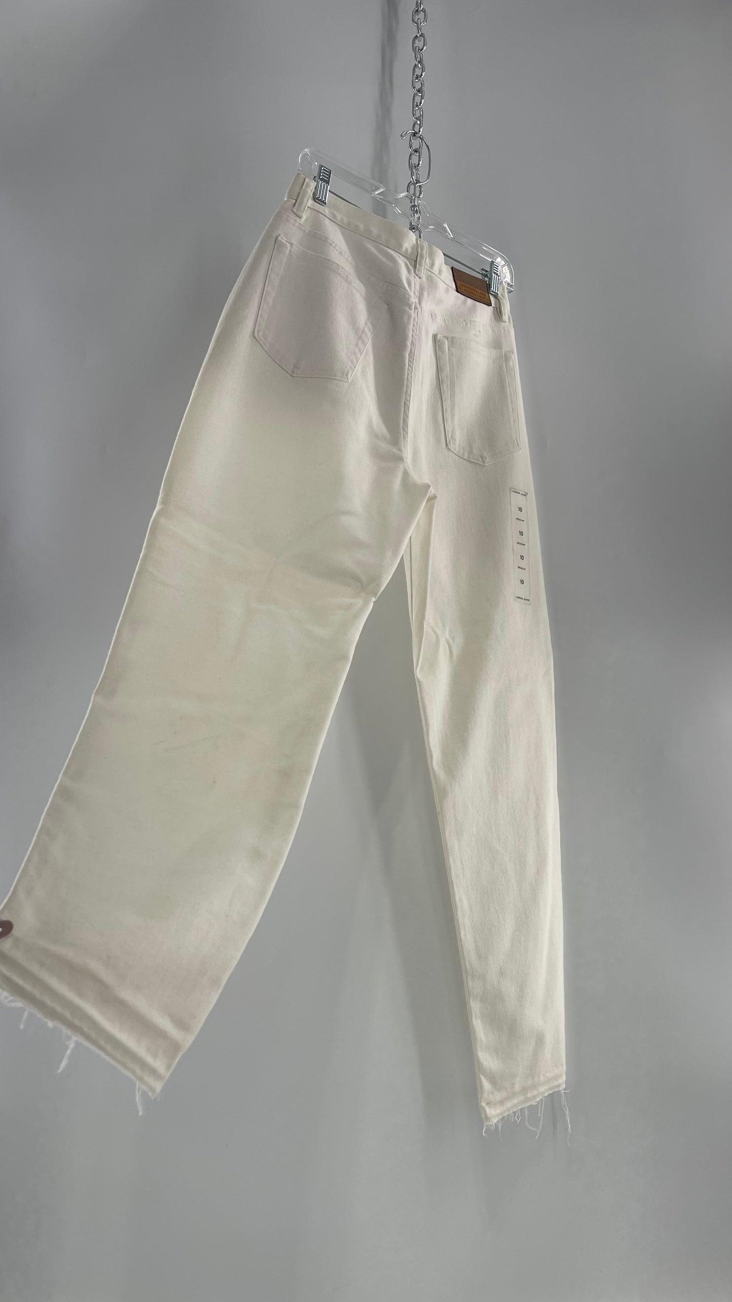 Dead stock Vintage White Liz Claiborne Jeans with distressed hem(Size 10 regular)