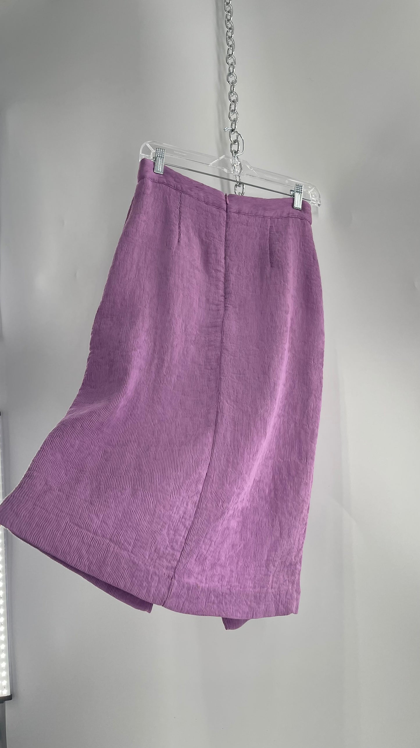 Endless Rose Anthropologie Lavender Crimped/Textured Midi Skirt (Medium)