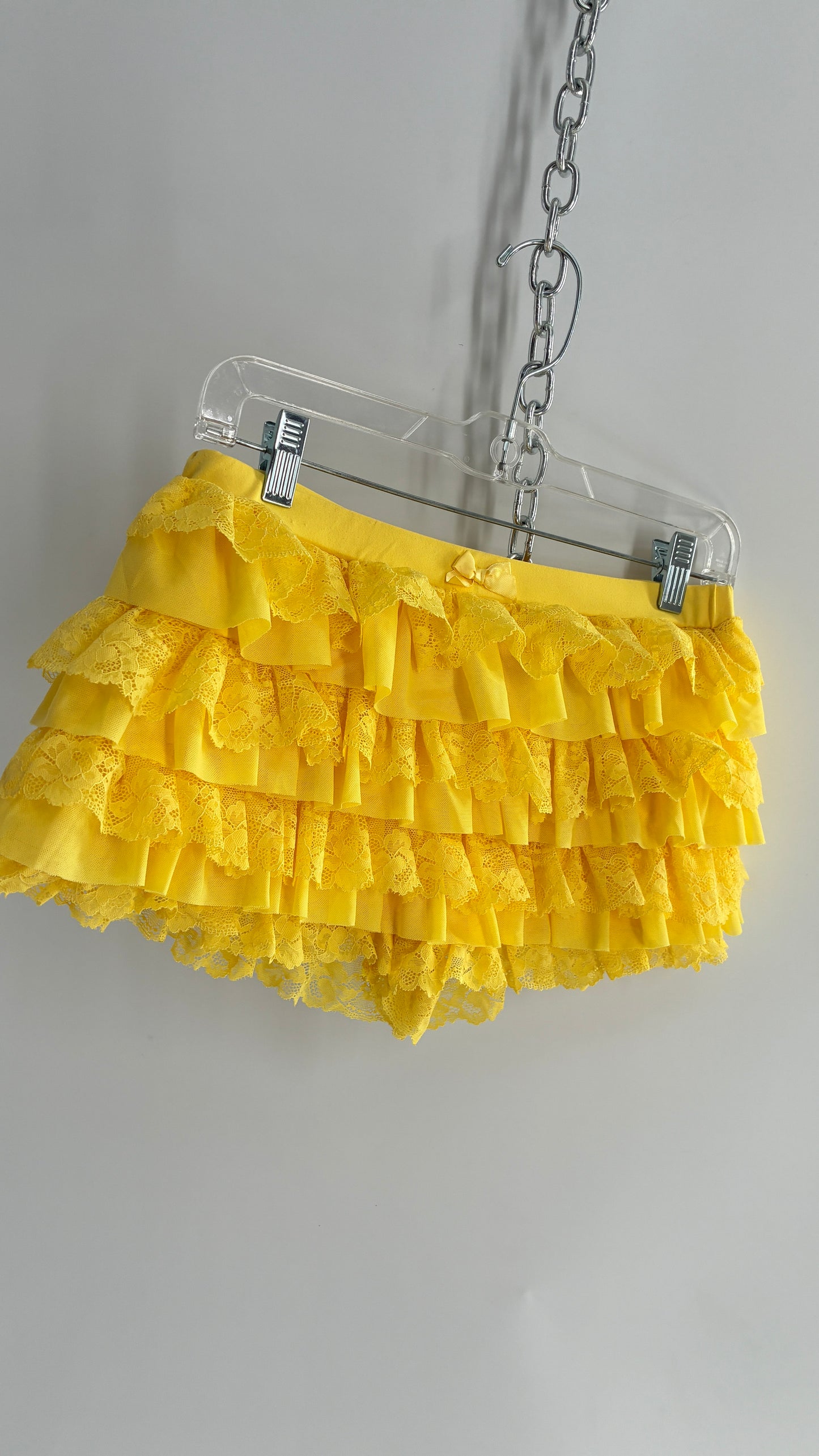 Vintage Yellow Lace Ruffle and Lace Micro Short (Small)
