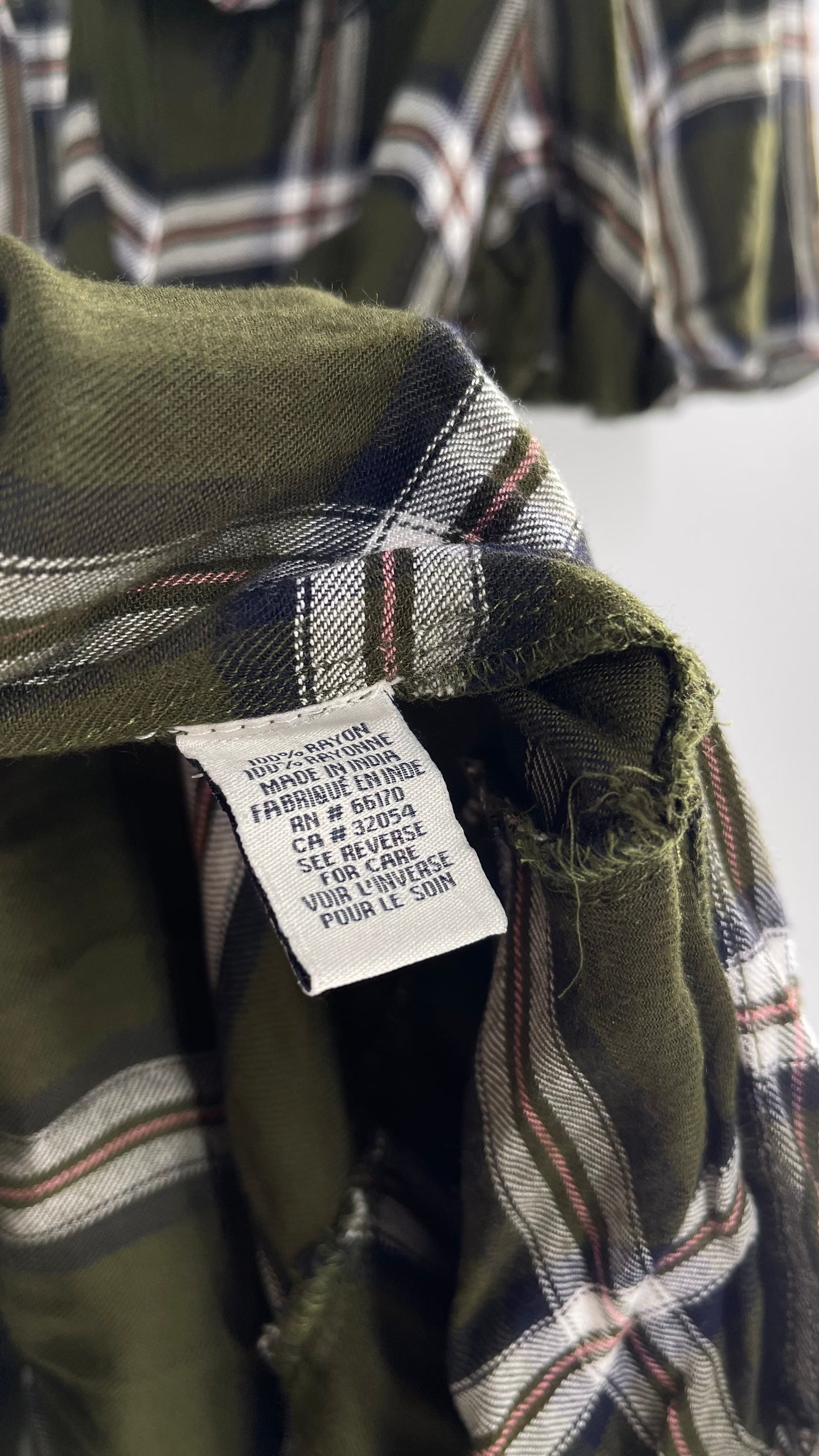Ranna Gill Anthropologie Army Green Plaid Dress with Floral Embroidery and Bow Tie Detail (XS)
