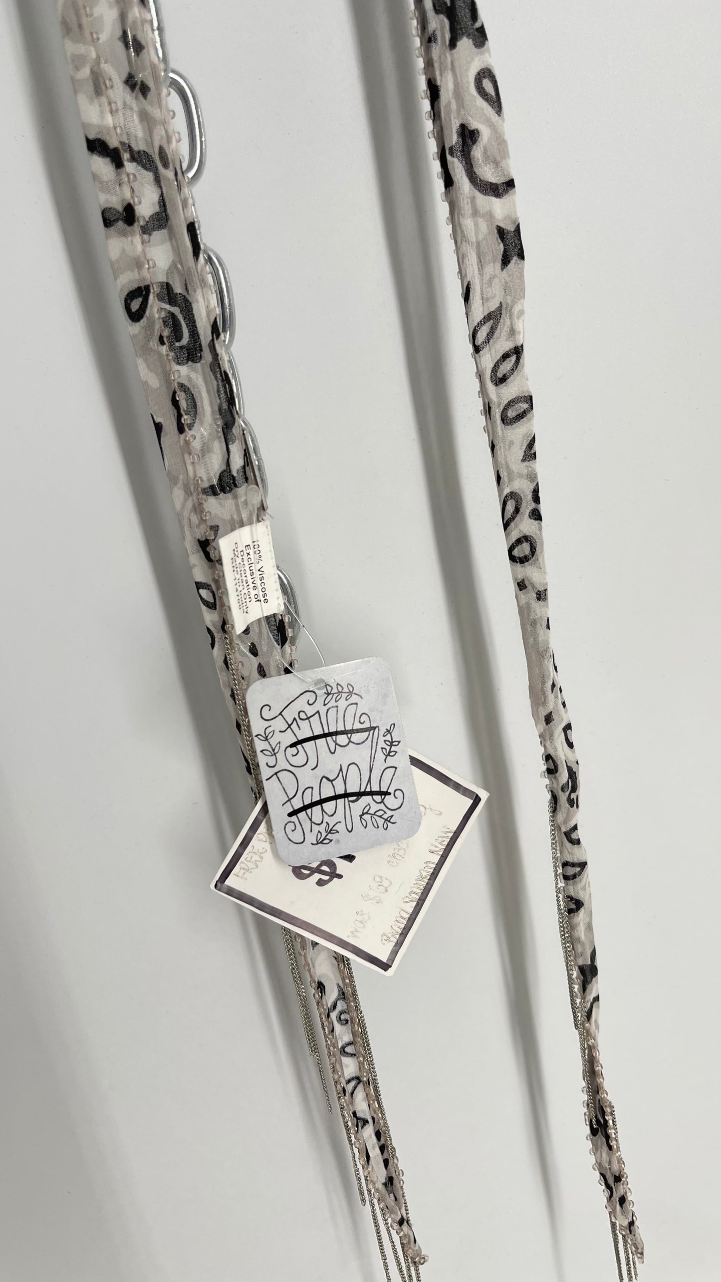 Free People CHAN LUU Beaded Fringe Long Skinny Belt/Scarf with Tags Attached