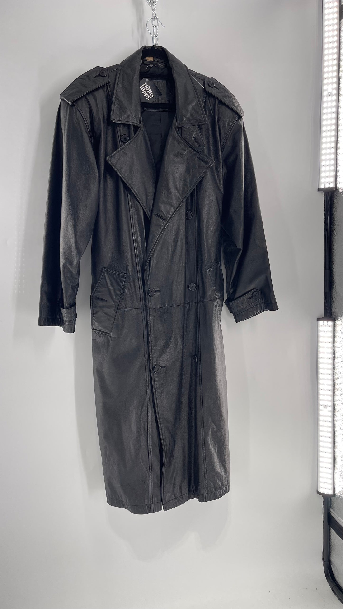 Georgetown Vintage Black Leather Trench Coat (Medium)