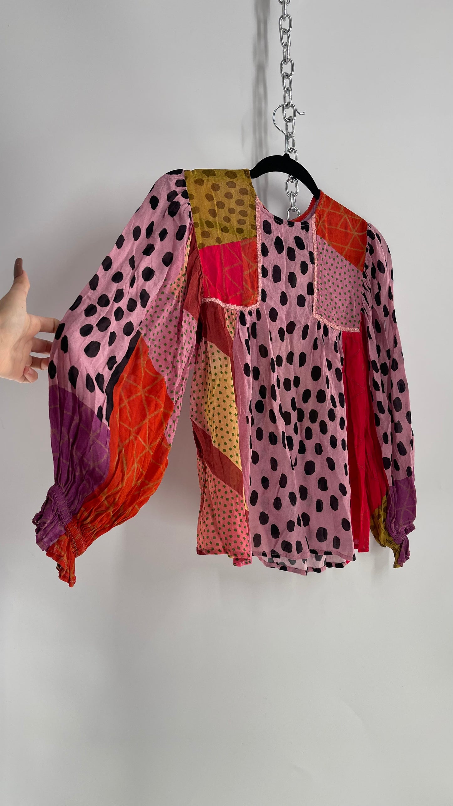 BL^NK Mixed Pattern Warm Toned Blouse (Petite Small)