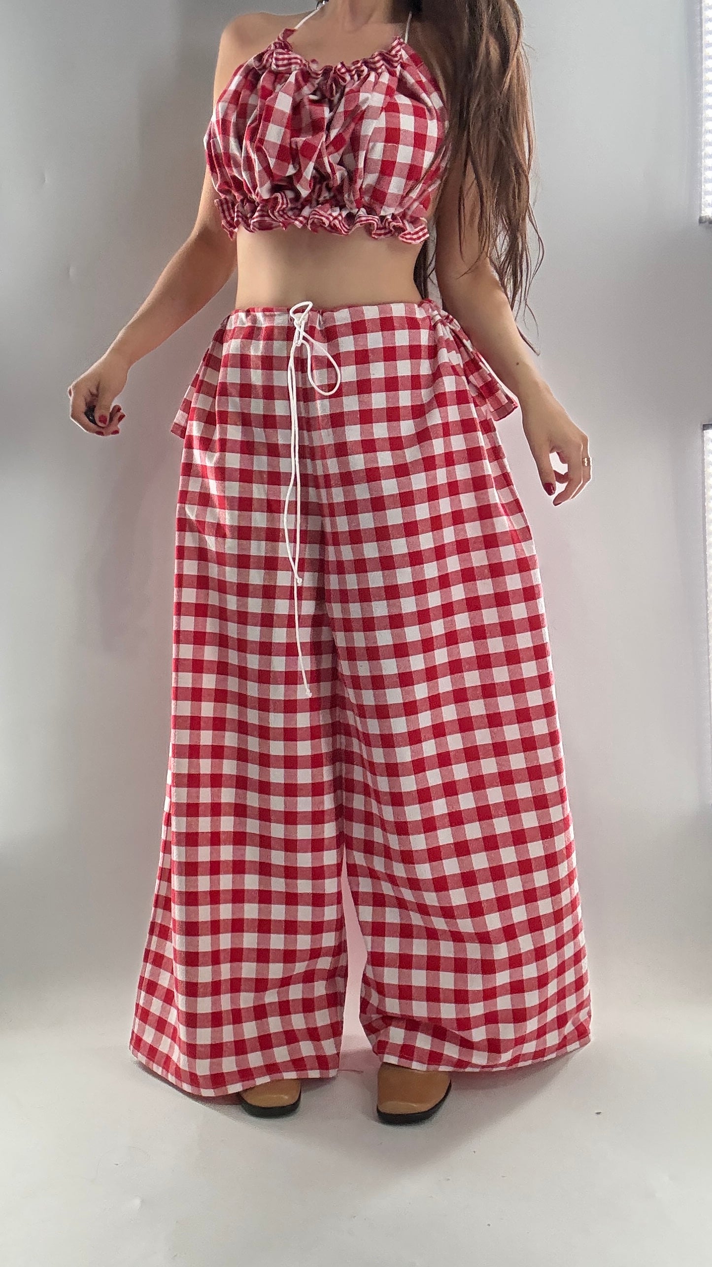 Vintage Handmade Picnic Red/White Gingham Two Piece Set (XS-L)